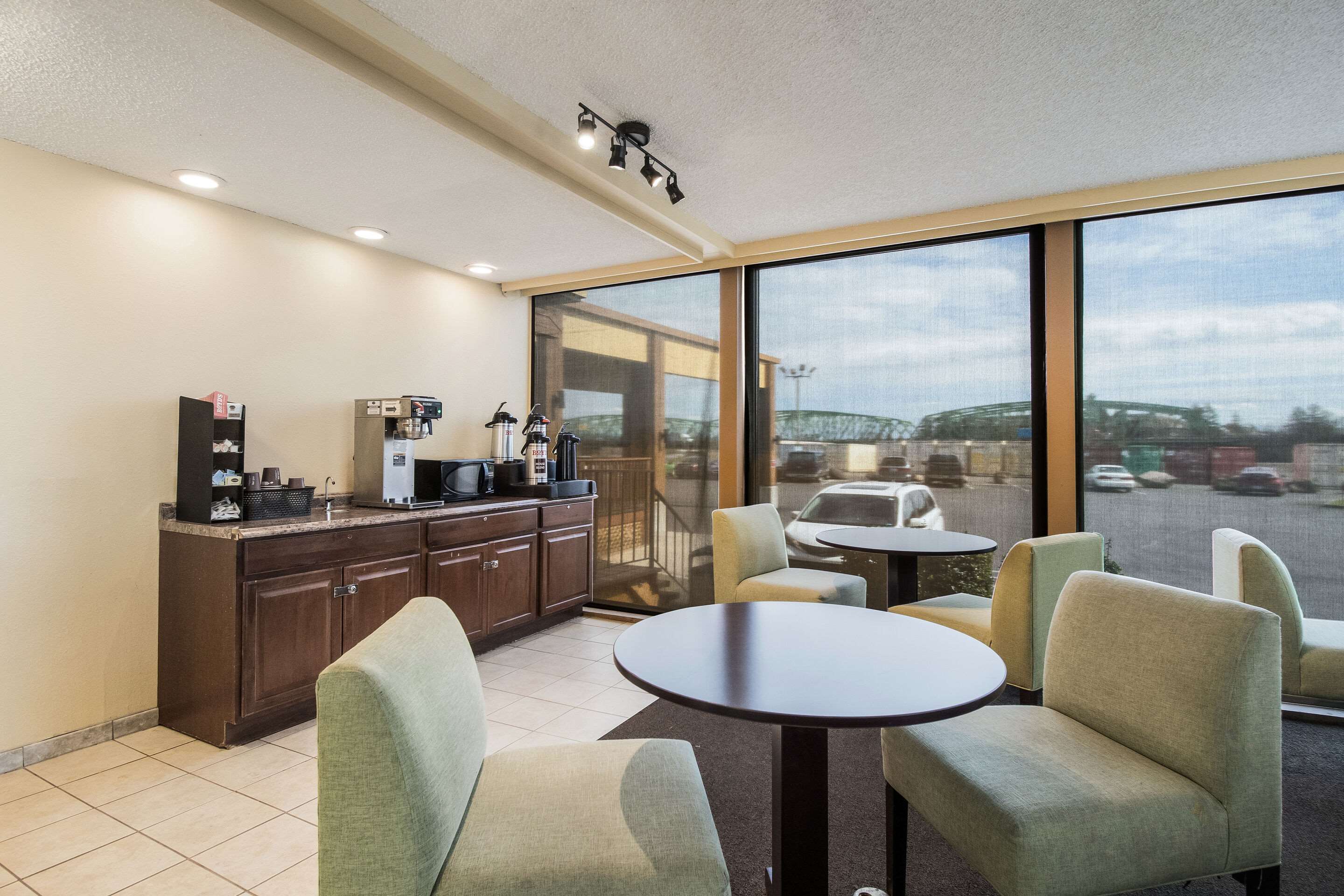 Enjoy breakfast in this seating area