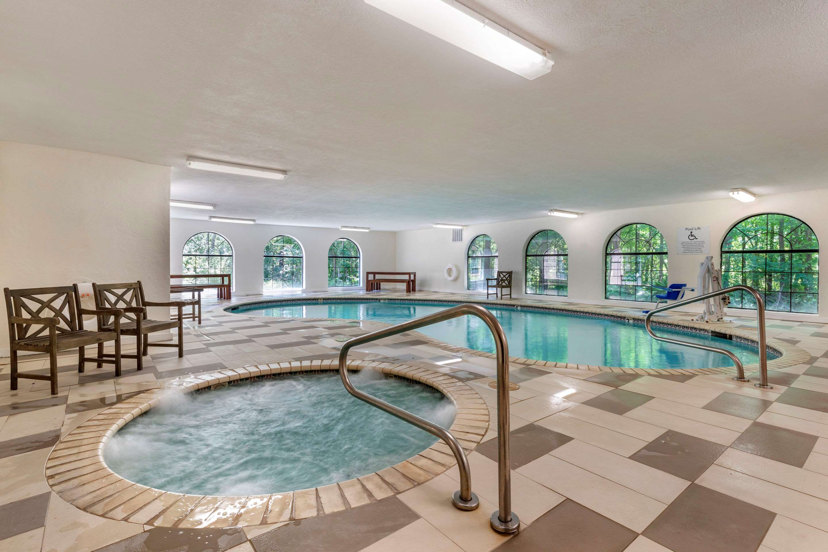 Indoor pool with hot tub