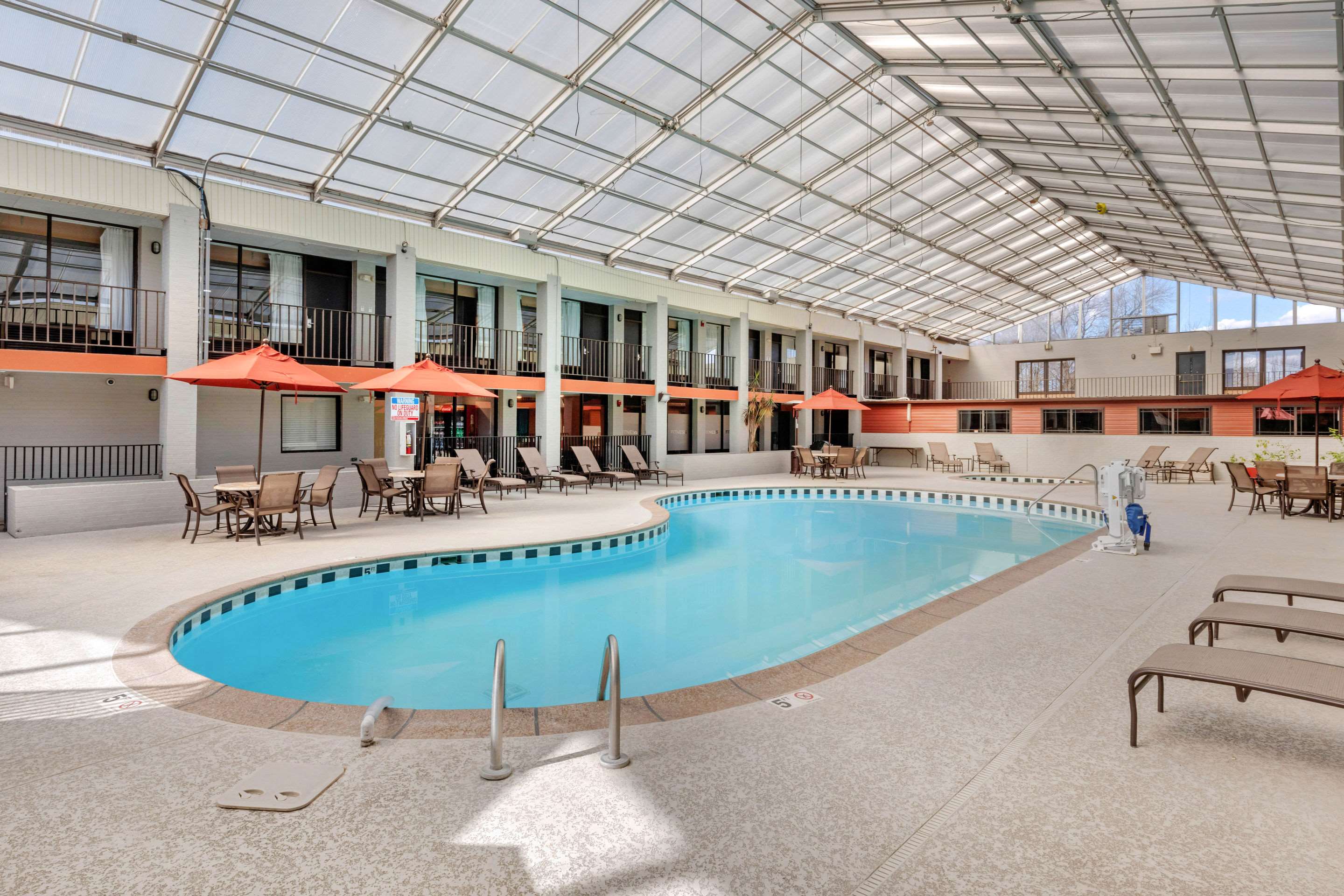 Indoor pool with hot tub