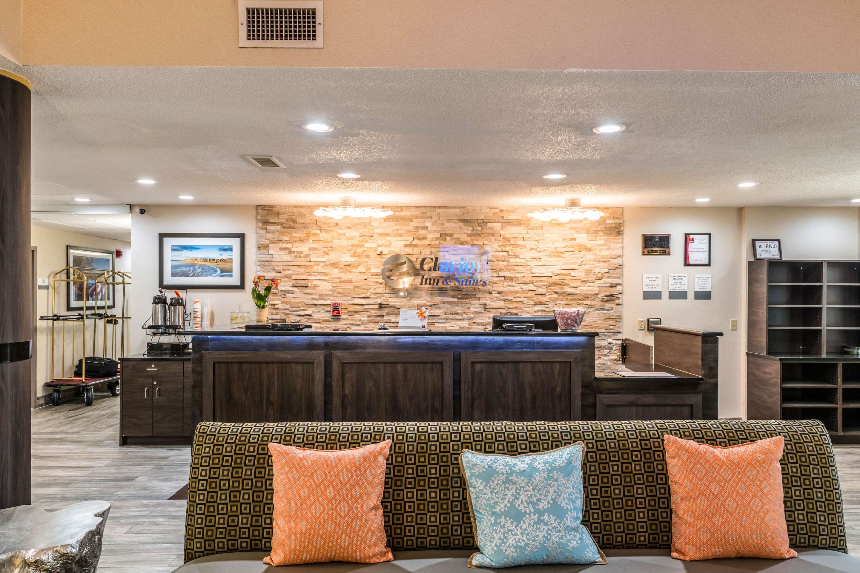 Spacious lobby with sitting area