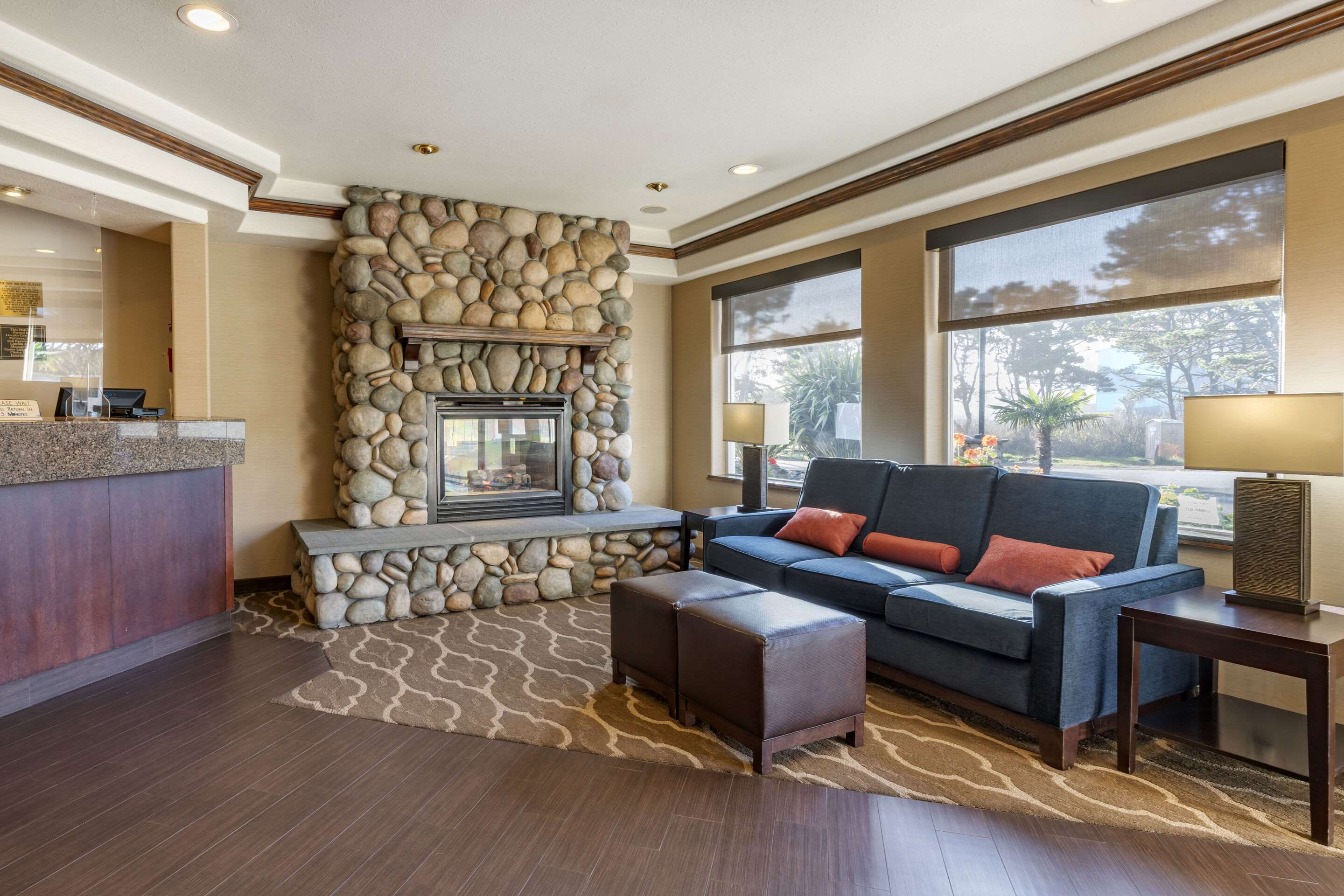 Spacious lobby with sitting area