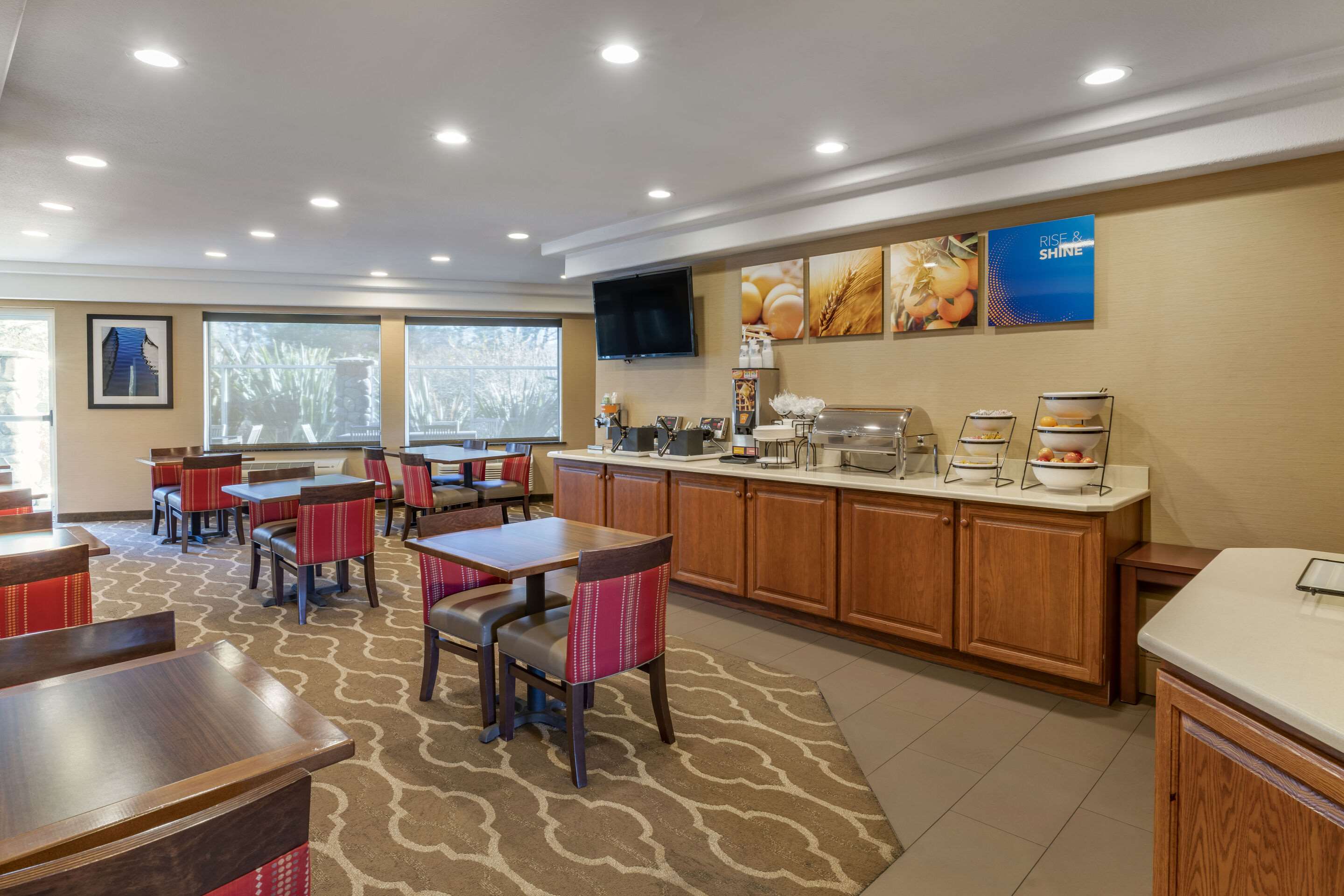 Enjoy breakfast in this seating area