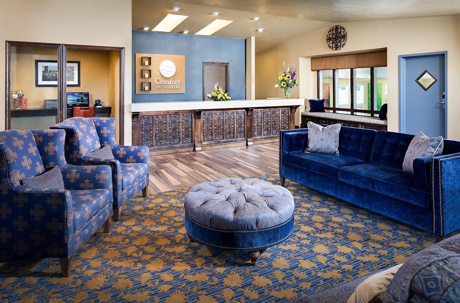 Spacious lobby with sitting area