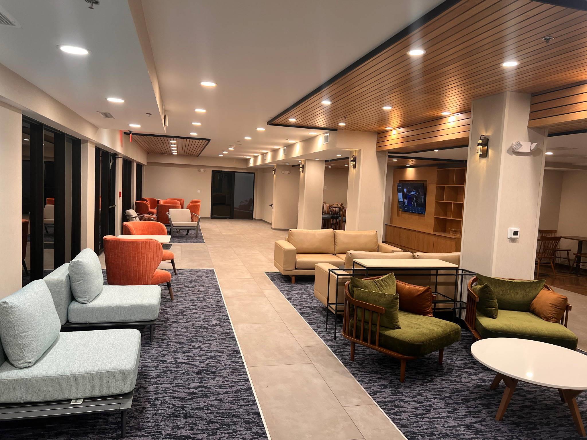 Spacious lobby with sitting area