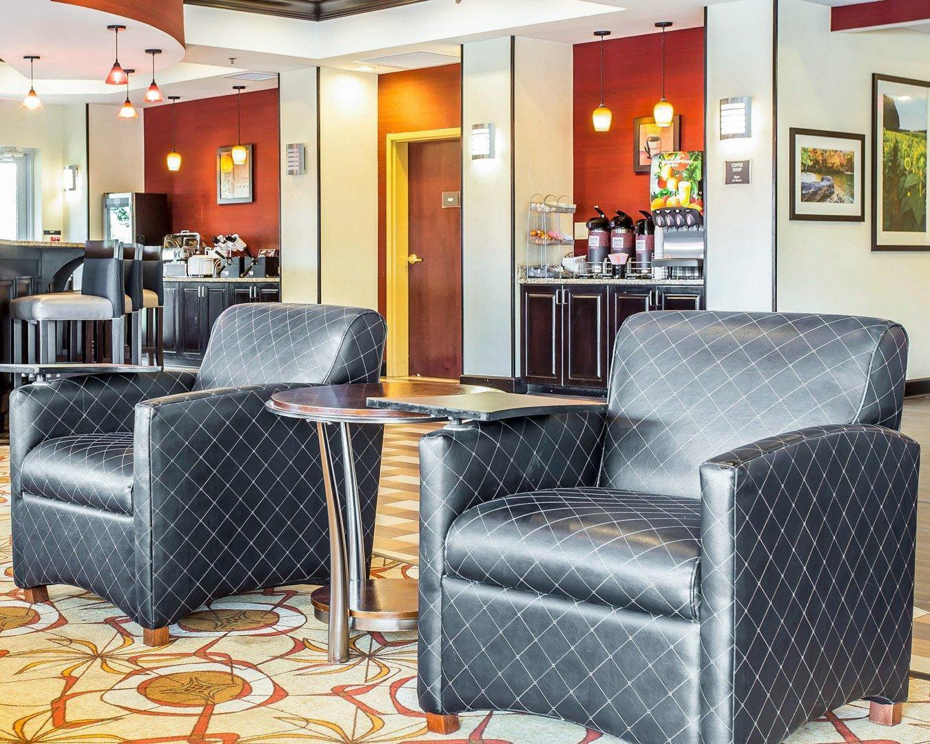 Spacious lobby with sitting area | Comfort Suites Rock Hill Manchester Meadows Area