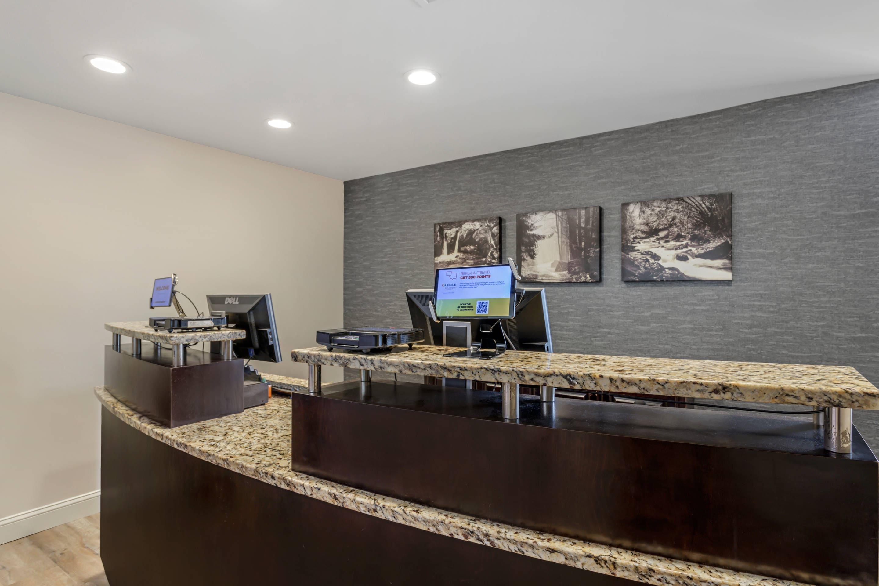 Front desk with friendly staff