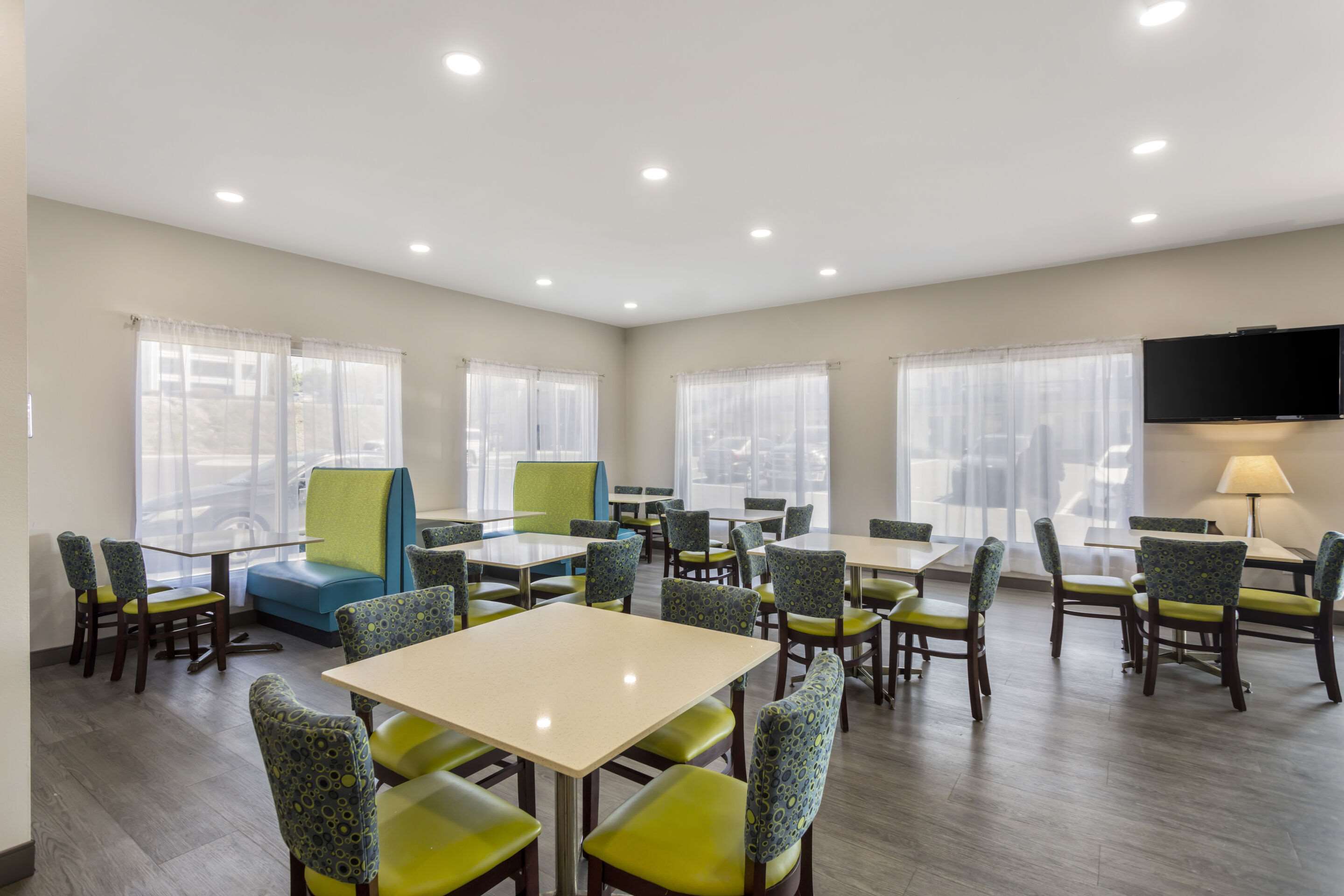Enjoy breakfast in this seating area