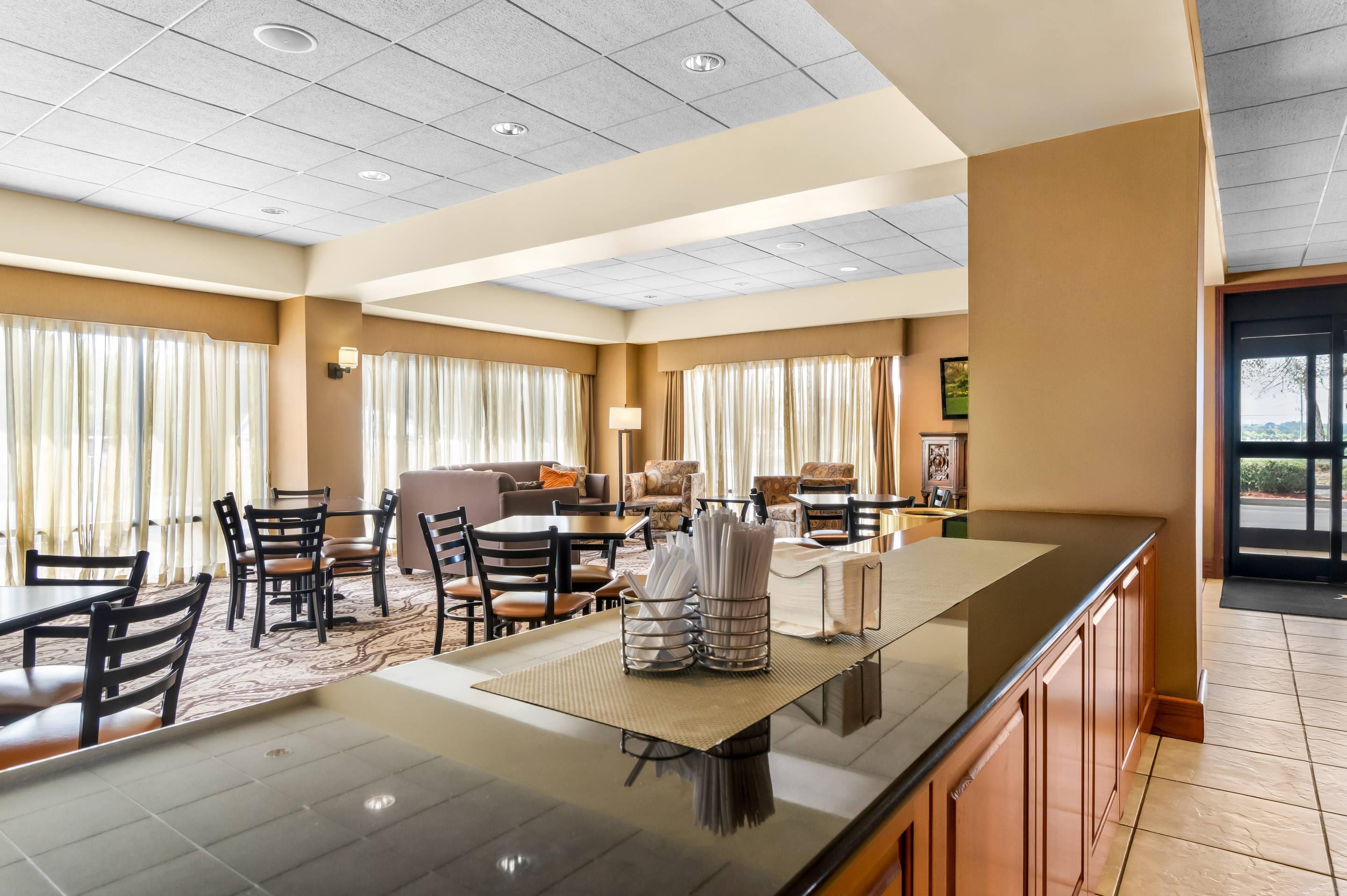 Enjoy breakfast in this seating area