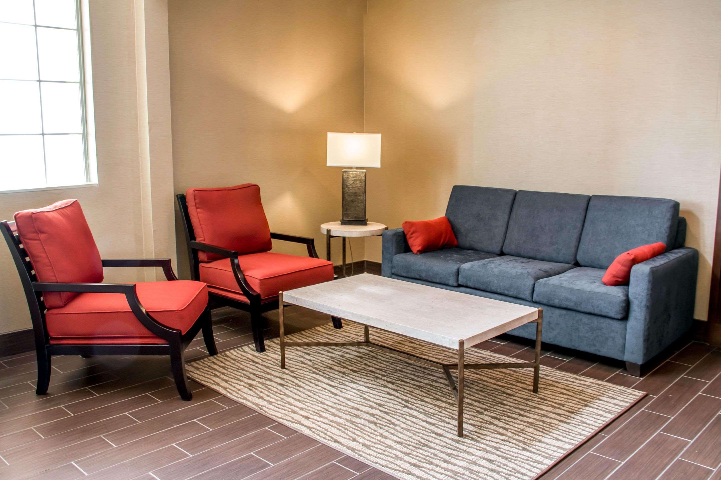 Spacious lobby with sitting area