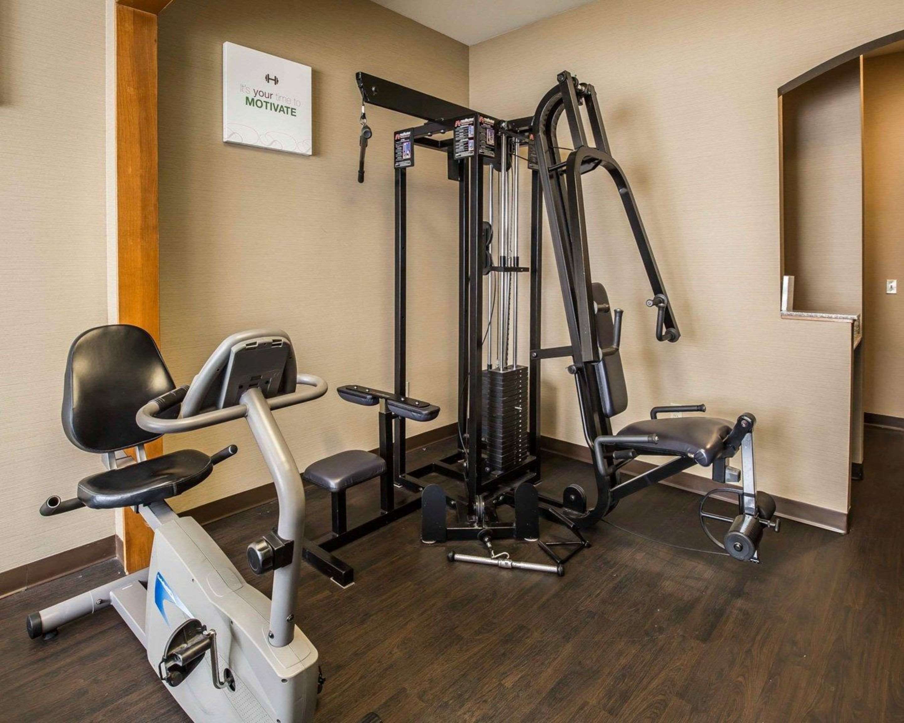 Fitness center with cardio equipment and weights | Comfort Suites Stafford Near Sugarland