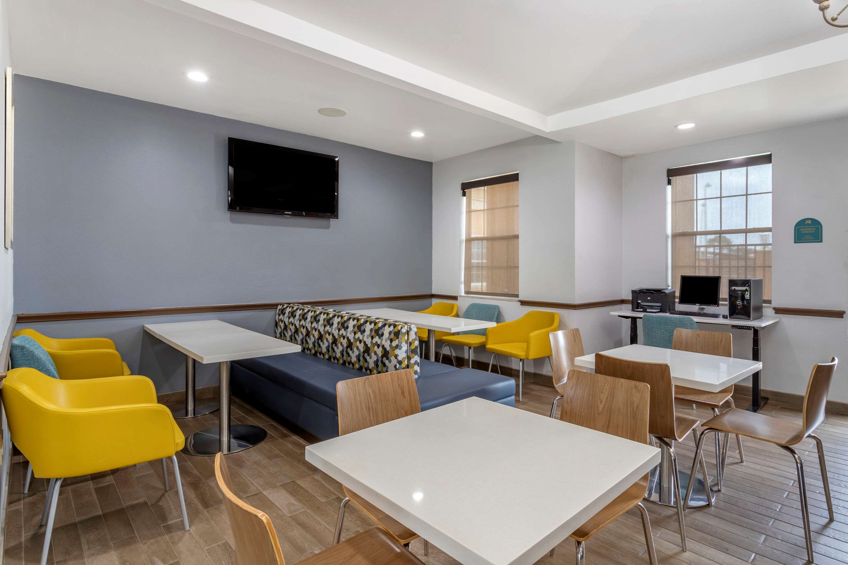 Enjoy breakfast in this seating area