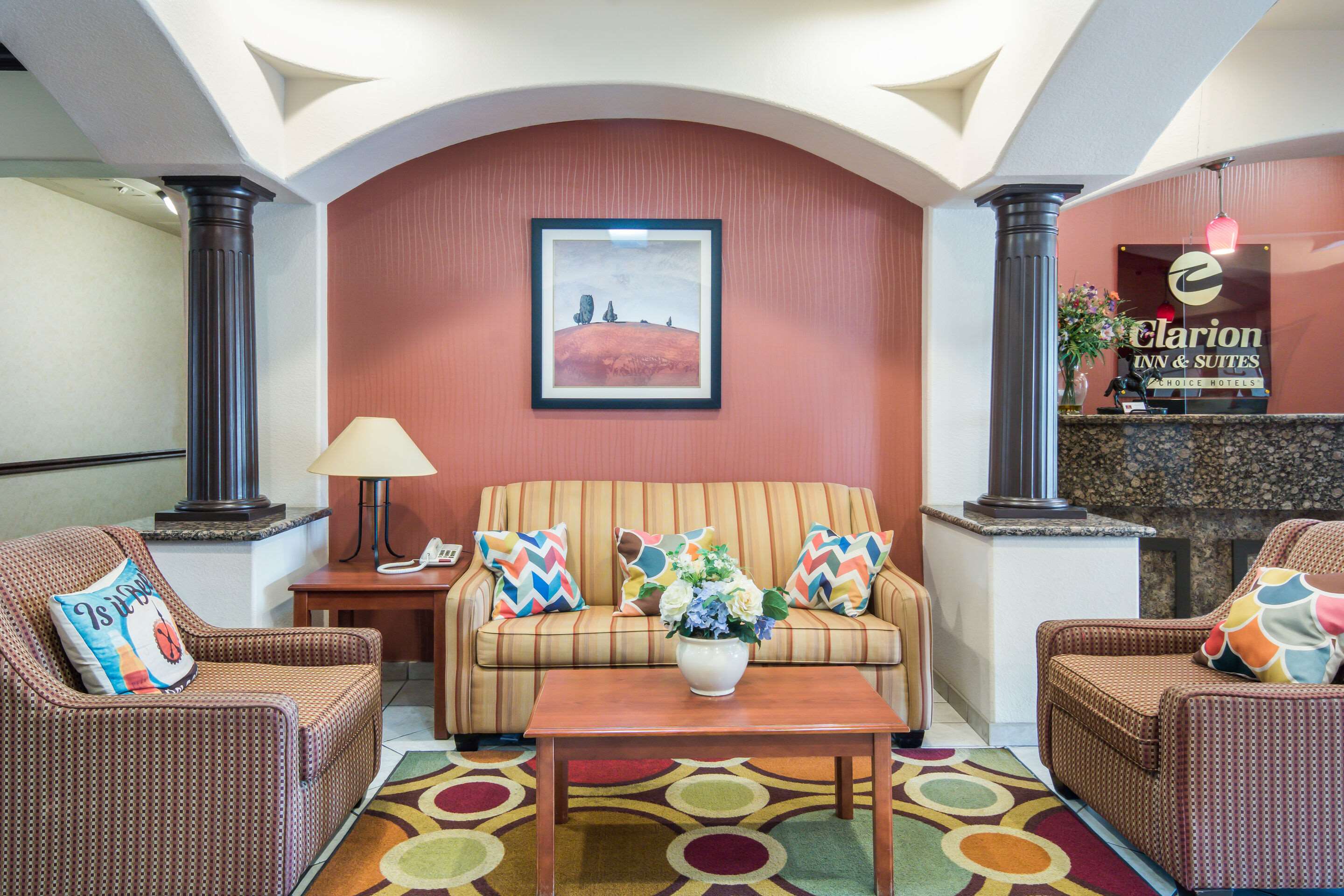 Spacious lobby with sitting area