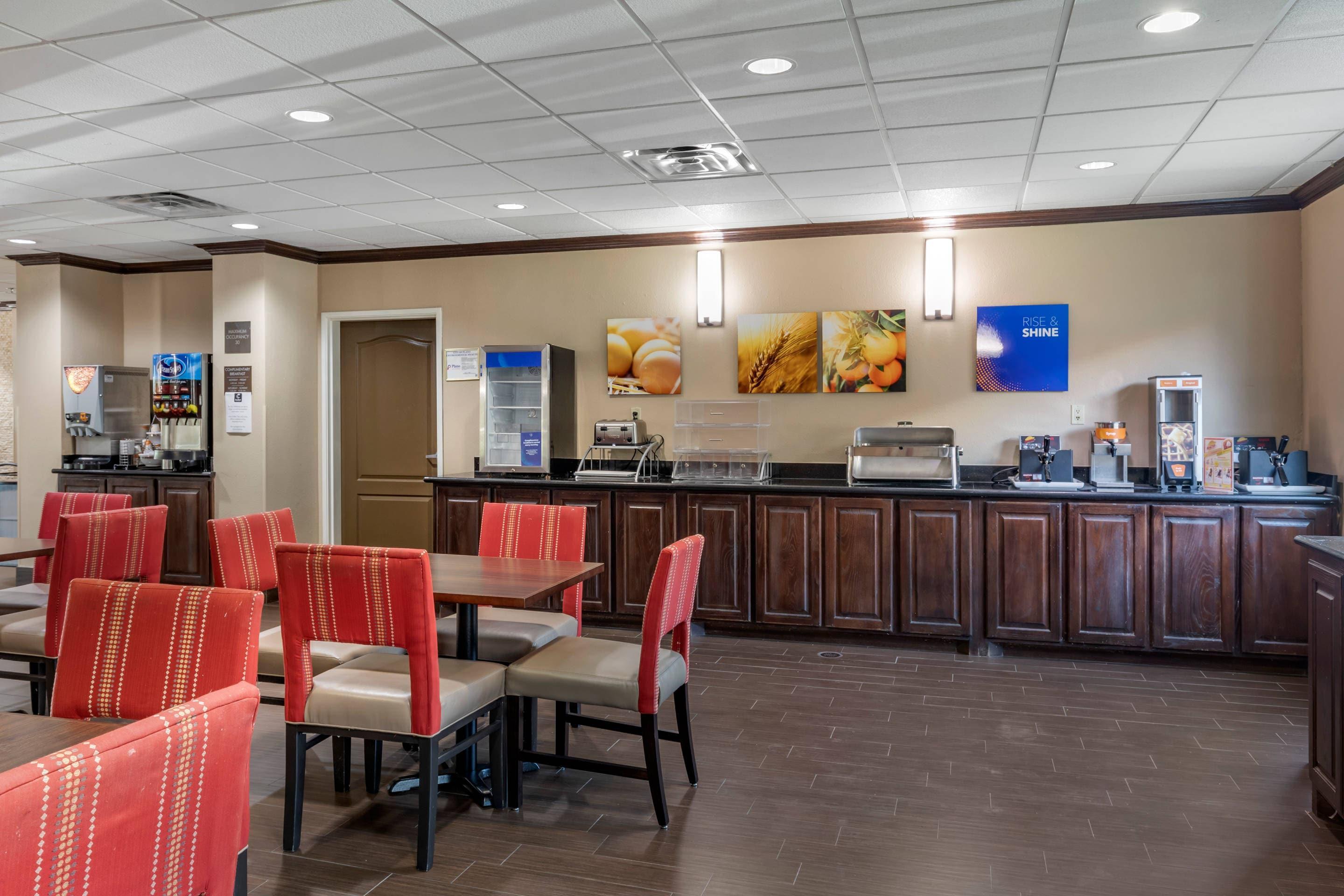 Enjoy breakfast in this seating area