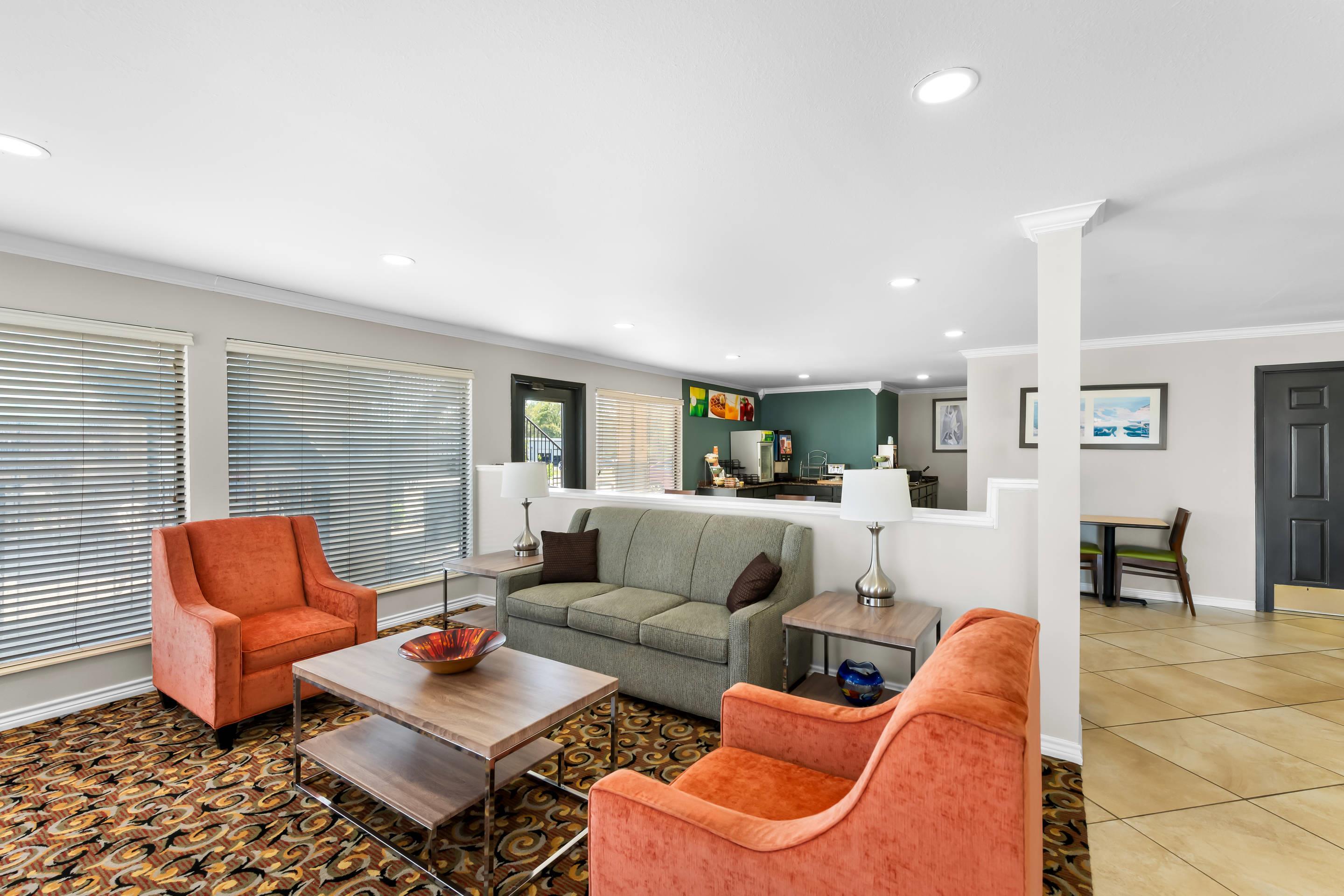 Enjoy breakfast in this seating area