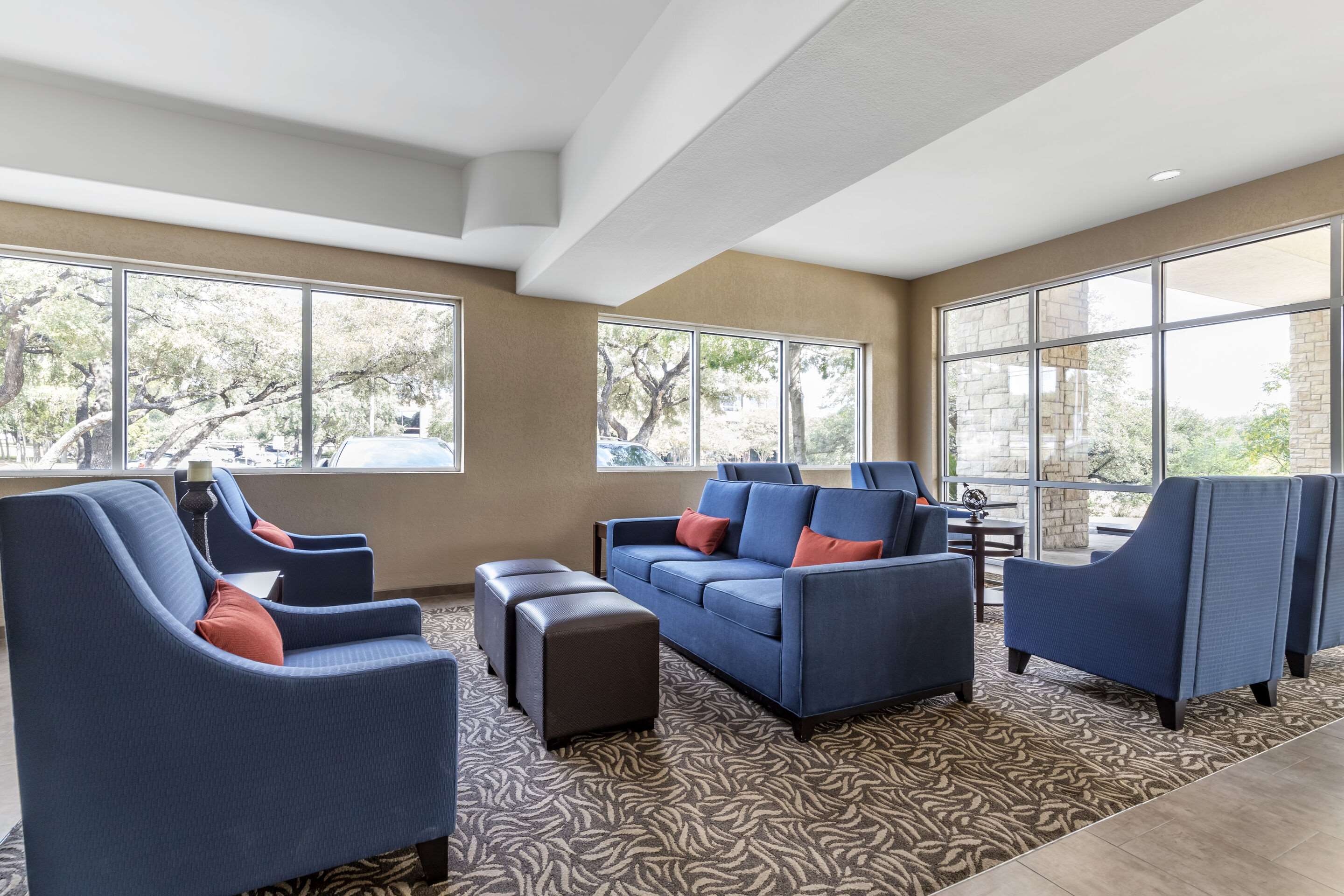 Lobby with sitting area | Comfort Suites Medical Center near Six Flags