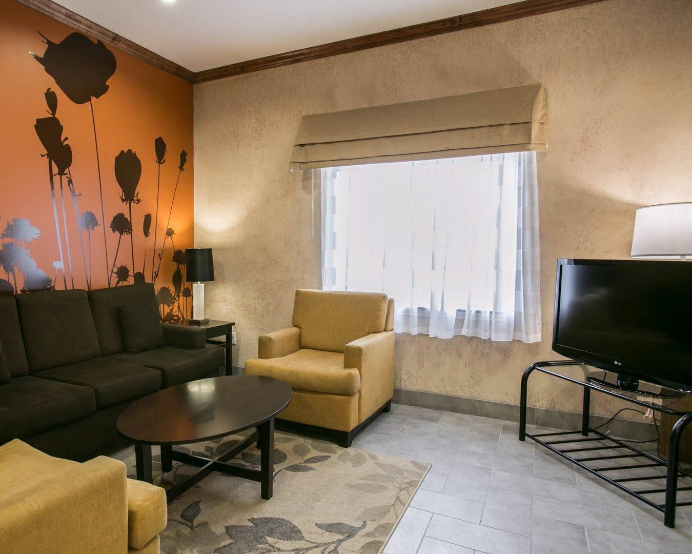 Spacious lobby with sitting area