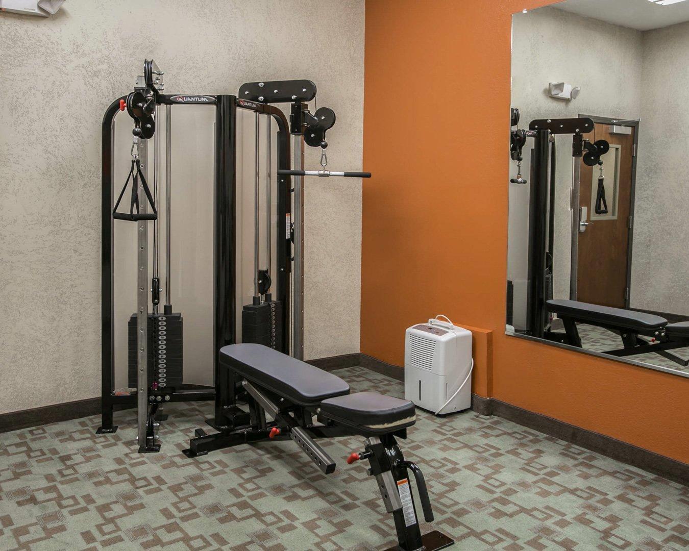 Fitness center with cardio equipment and weights