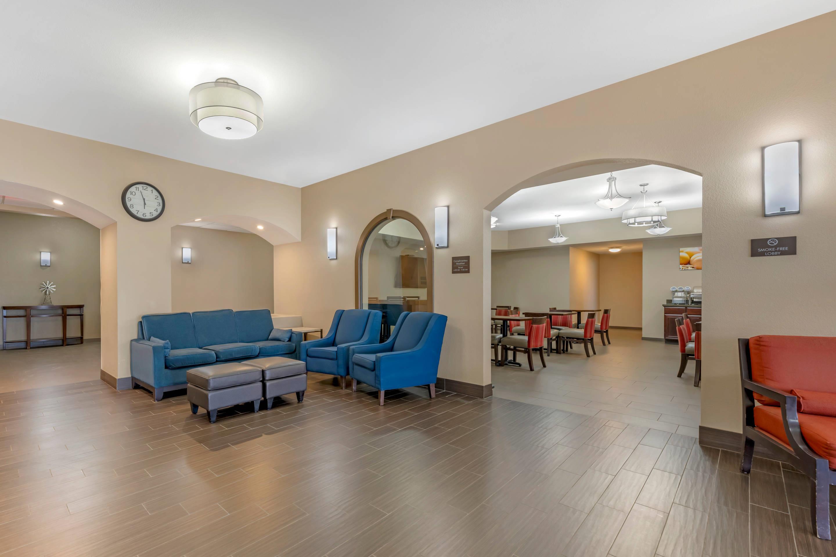 Spacious lobby with sitting area