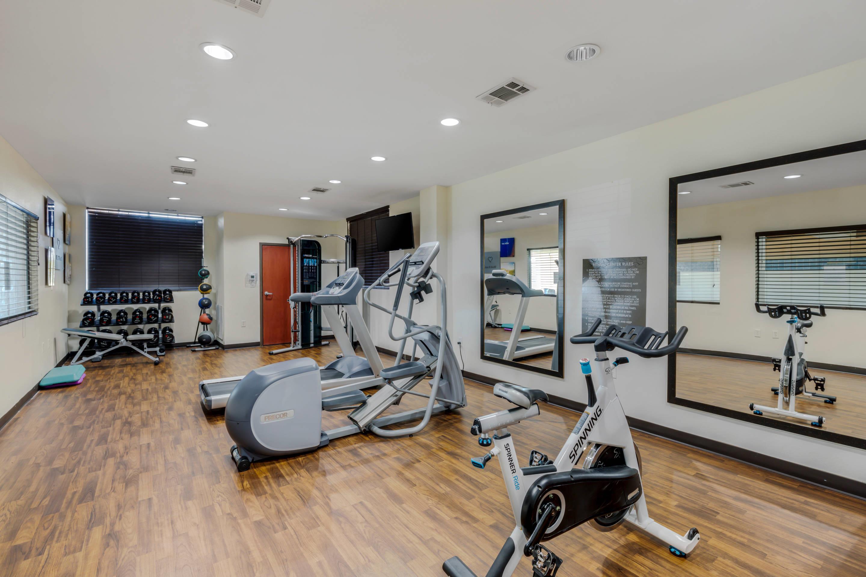 Exercise room with cardio equipment