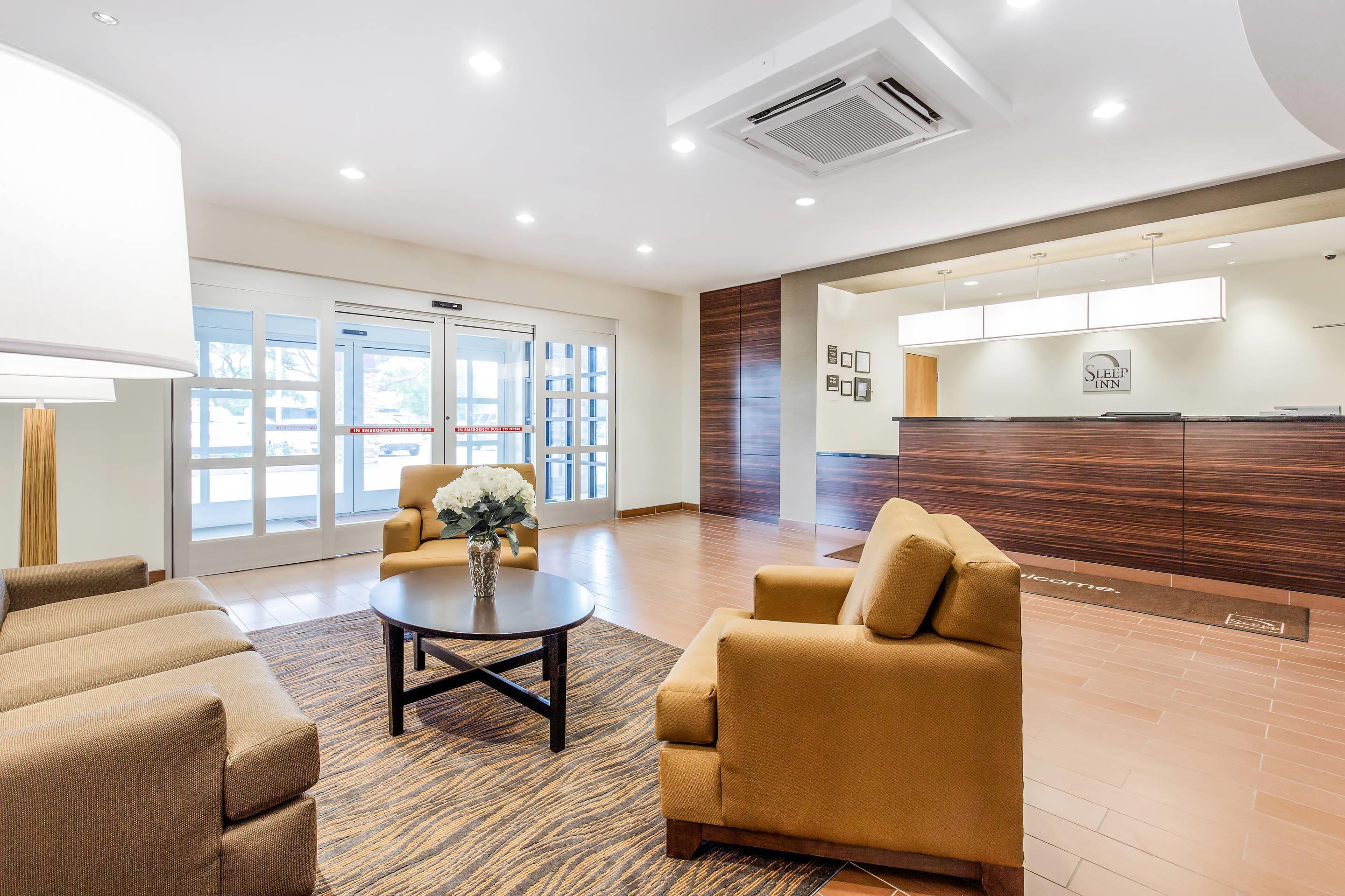 Spacious lobby with sitting area
