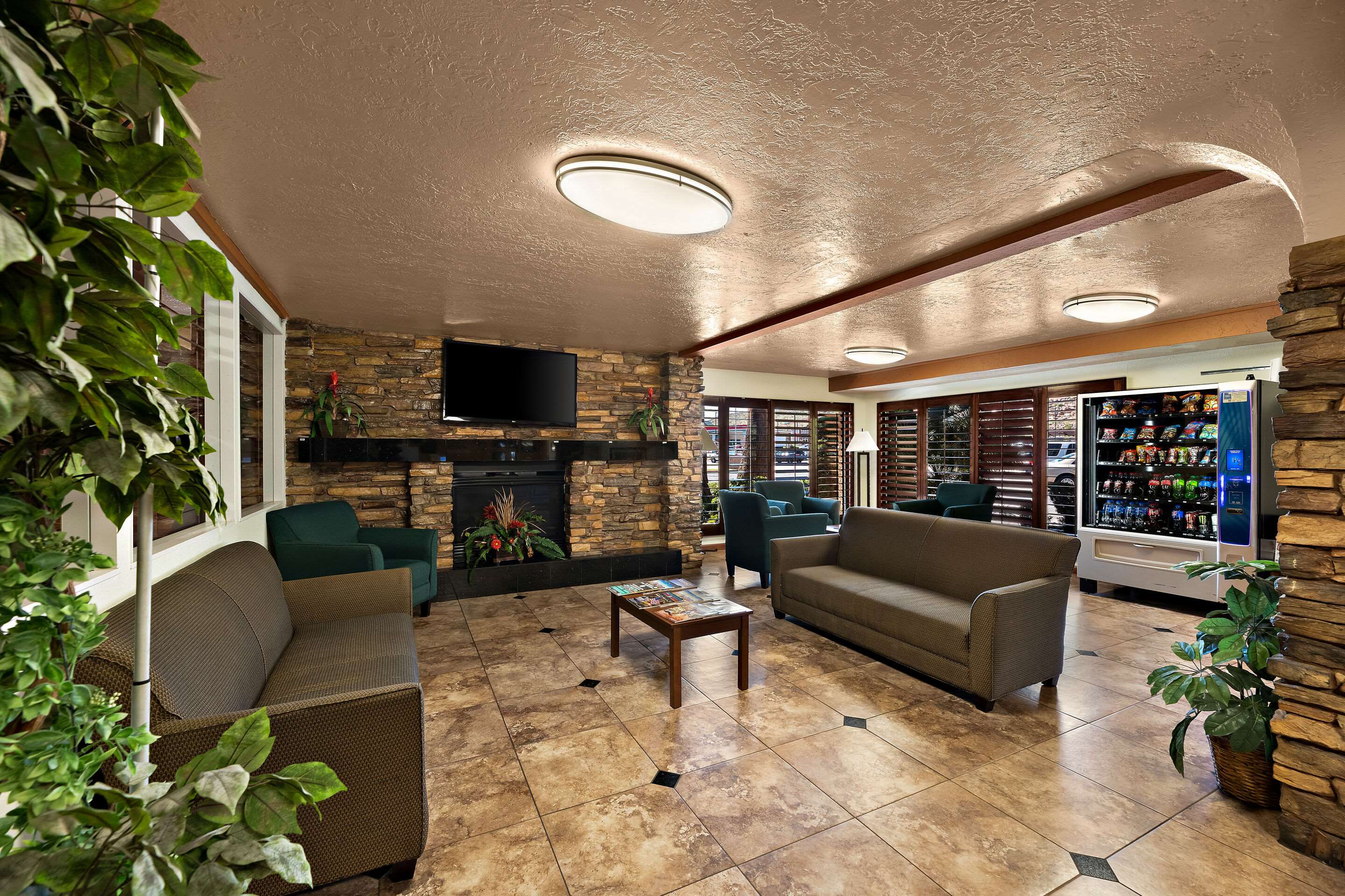 Spacious lobby with sitting area