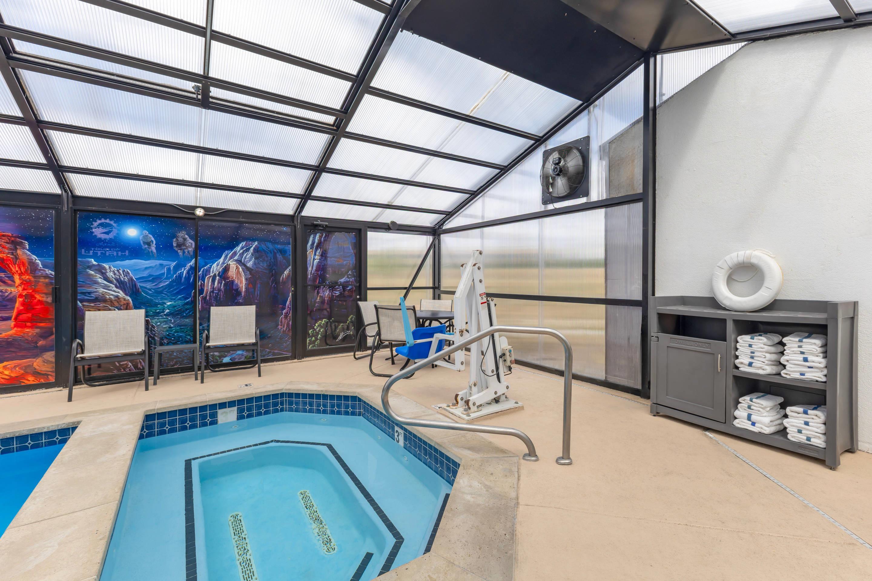 Indoor pool with hot tub