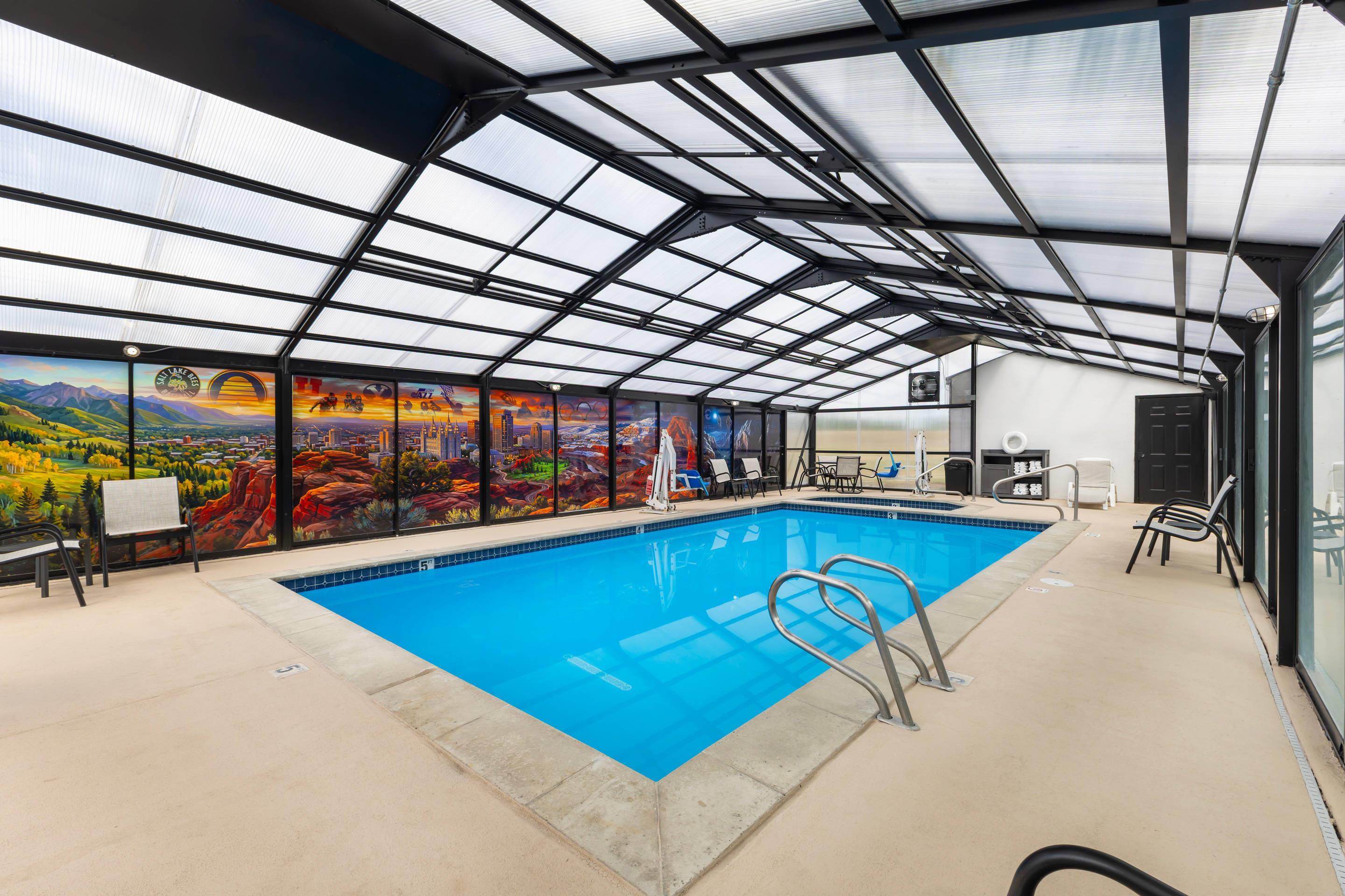 Indoor pool with hot tub