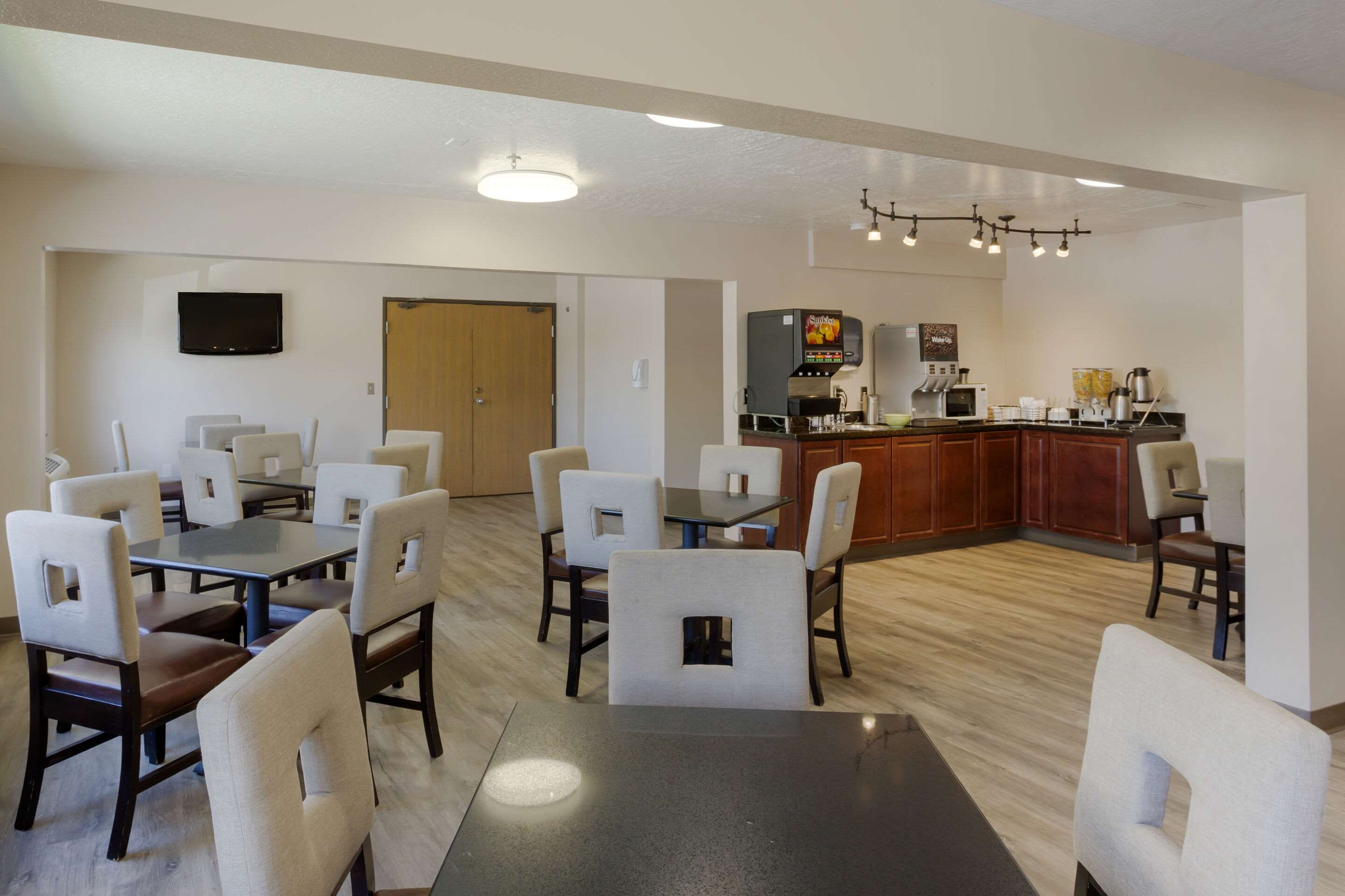 Enjoy breakfast in this seating area
