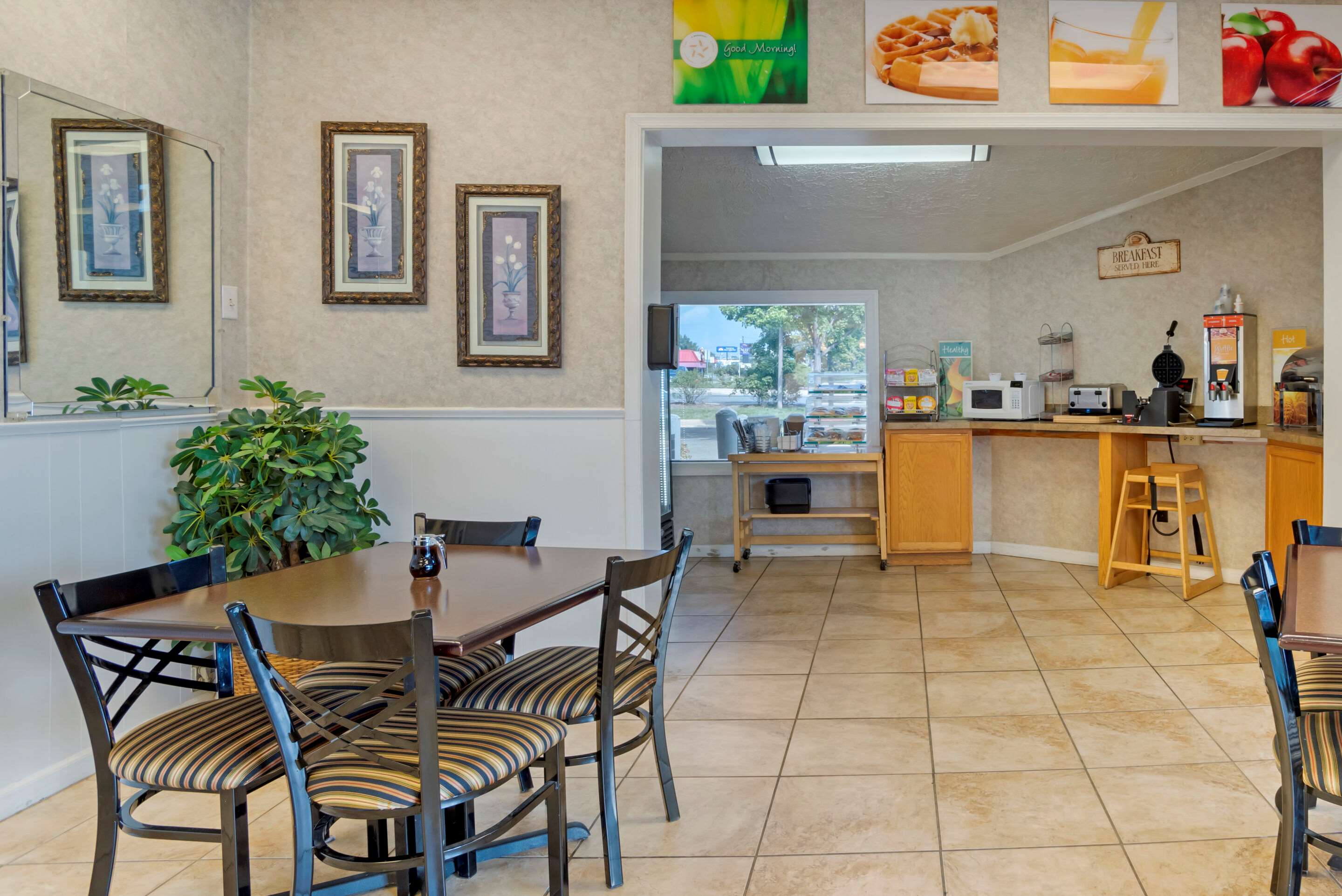 Enjoy breakfast in this seating area