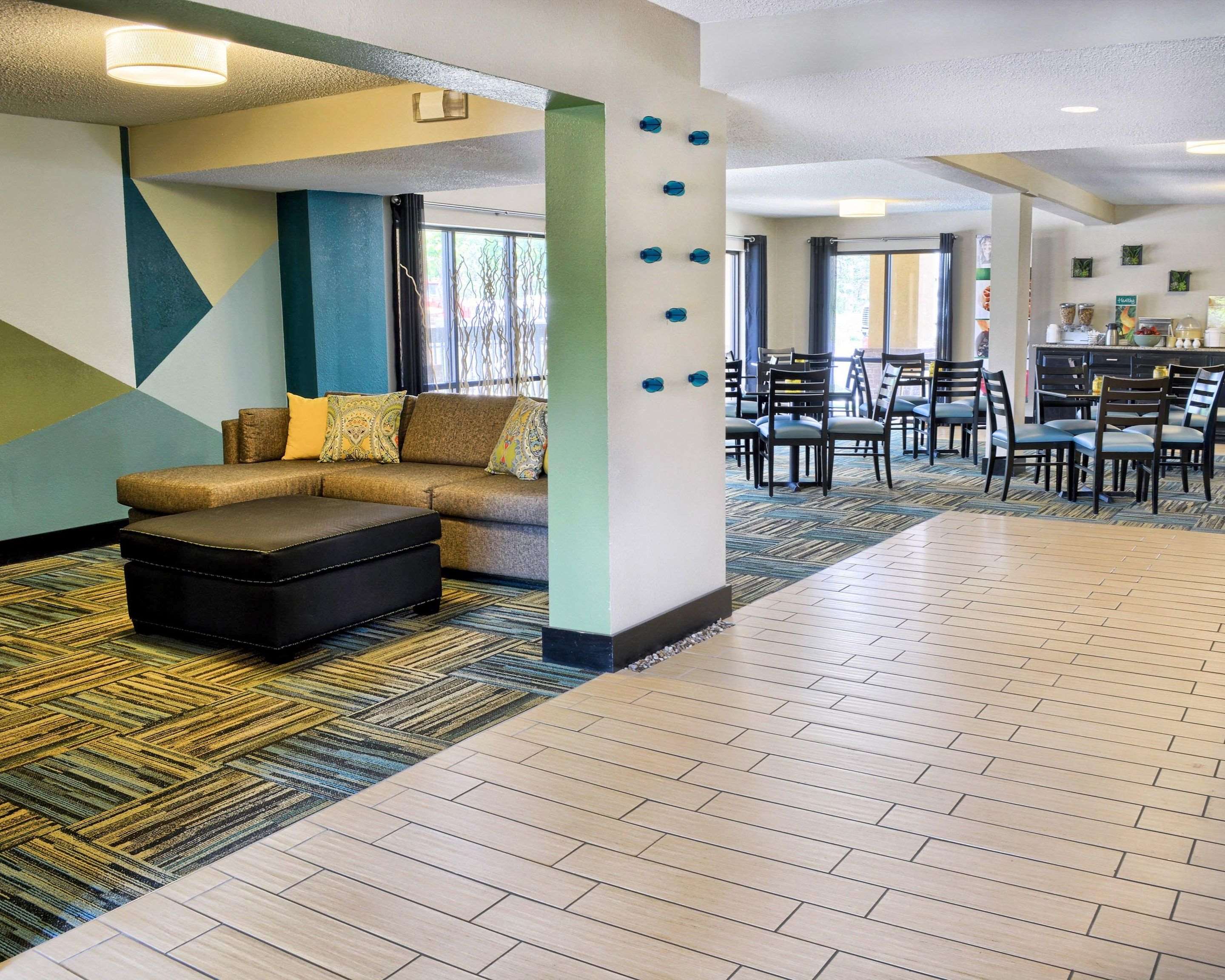 Spacious lobby with sitting area