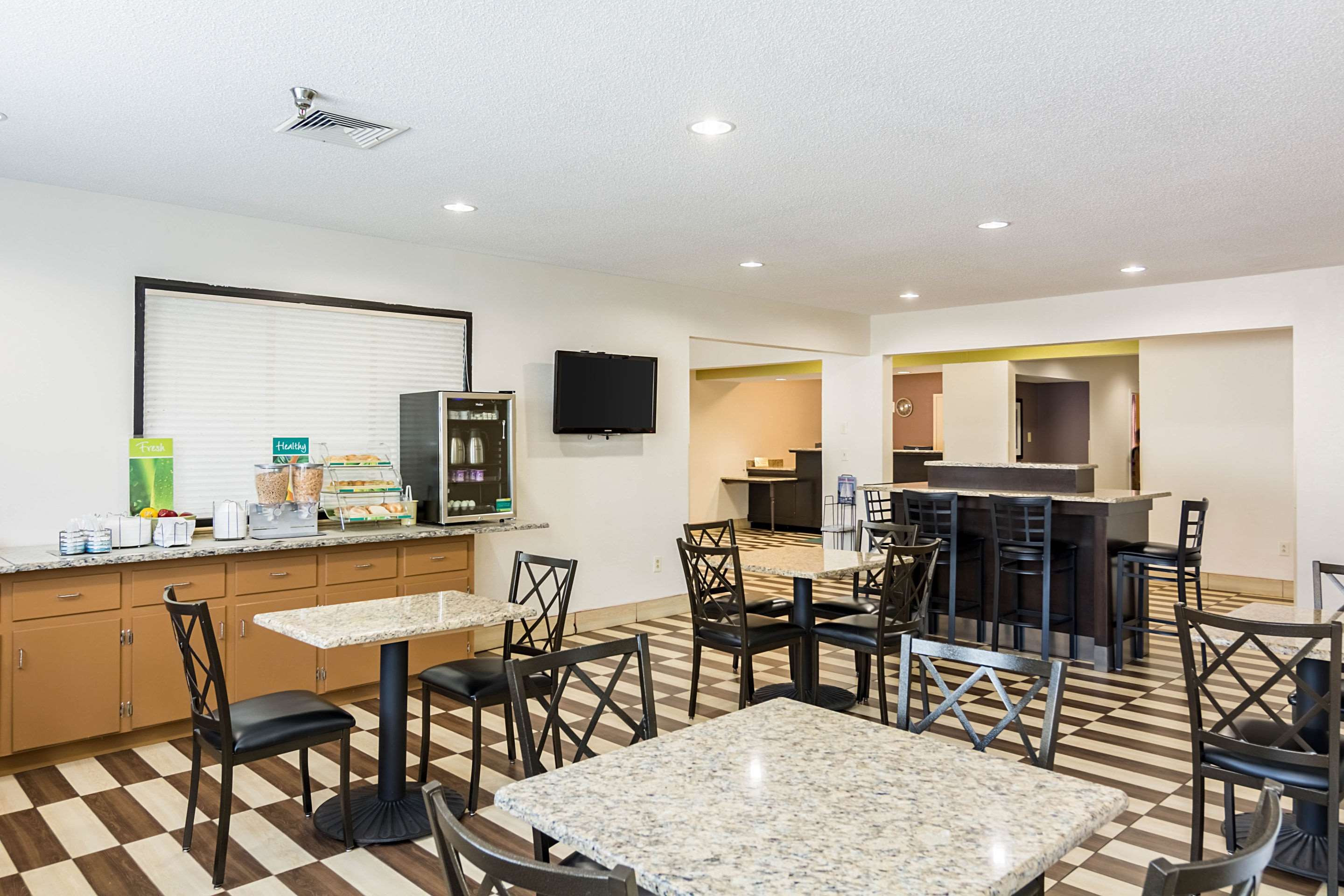 Enjoy breakfast in this seating area