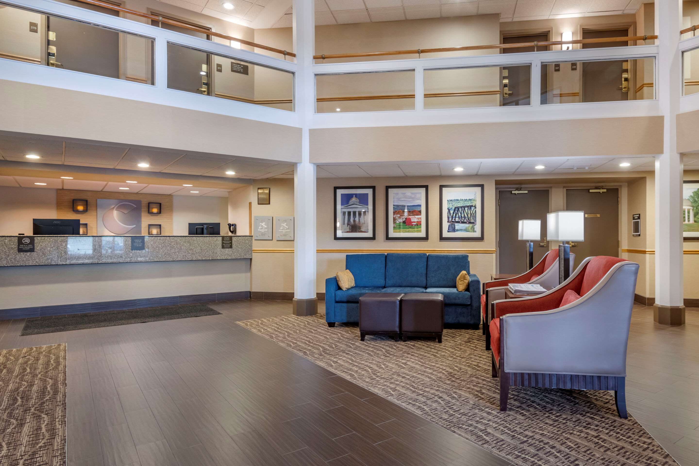 Spacious lobby with sitting area