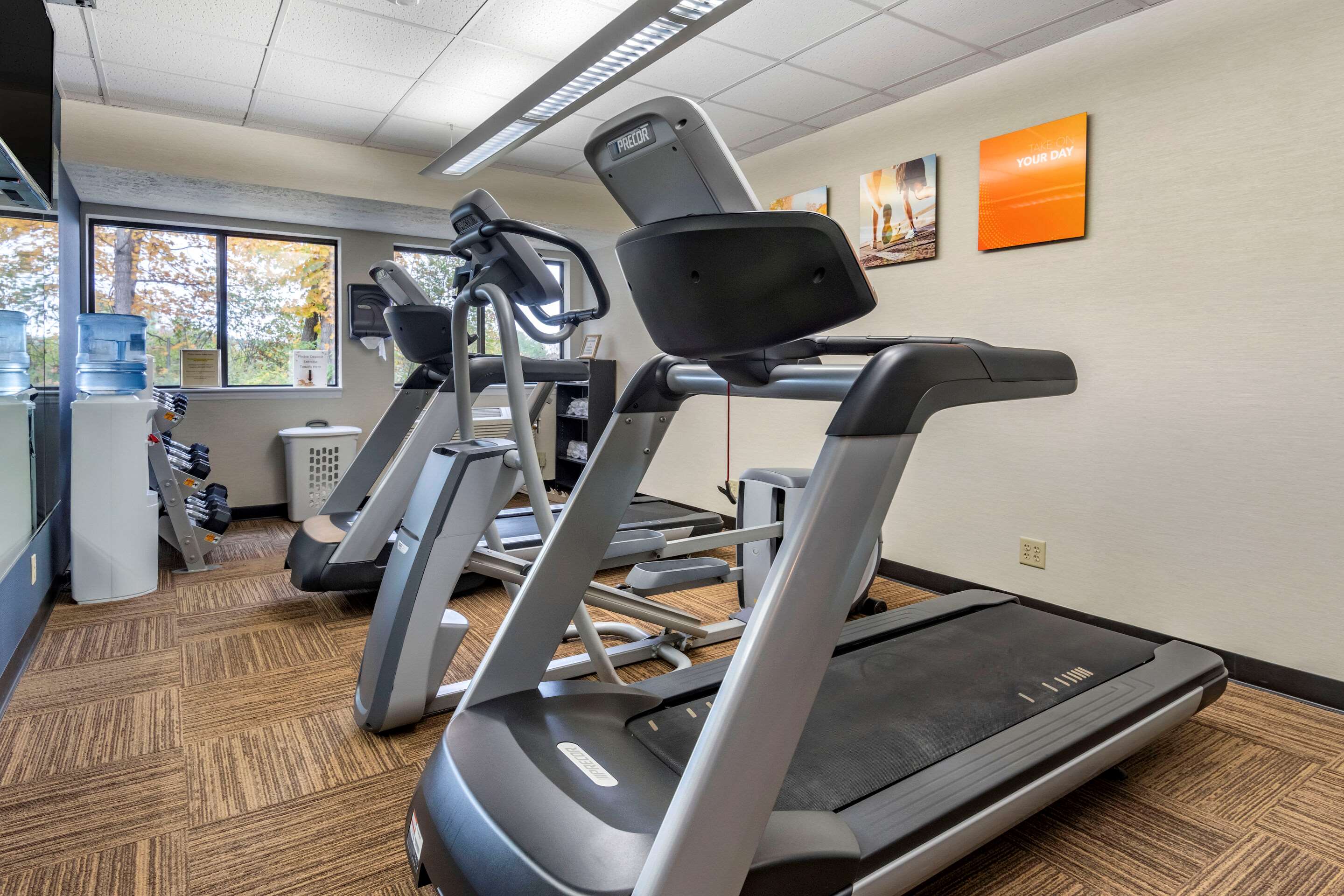 Exercise room with cardio equipment