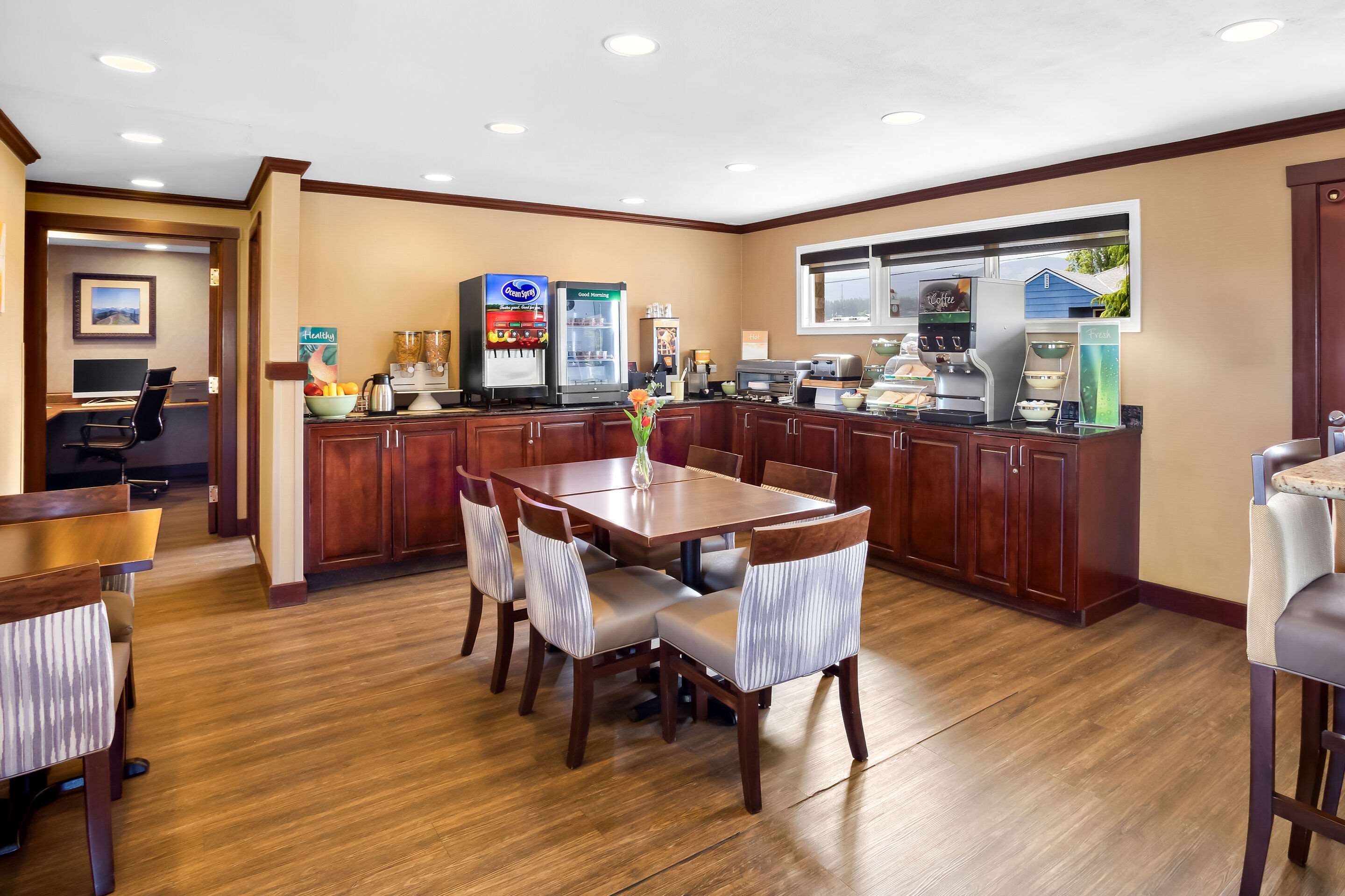 Enjoy breakfast in this seating area