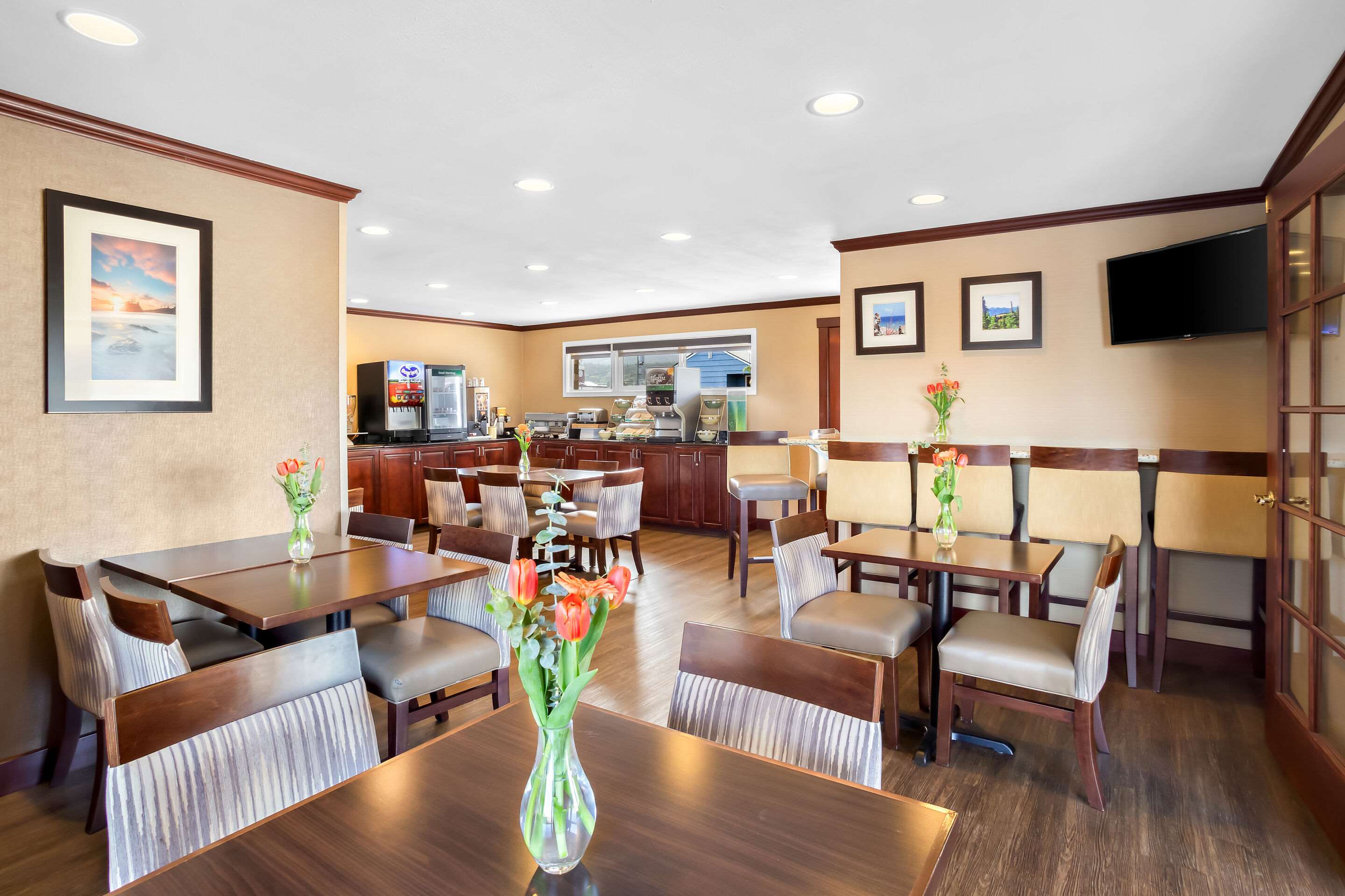 Enjoy breakfast in this seating area