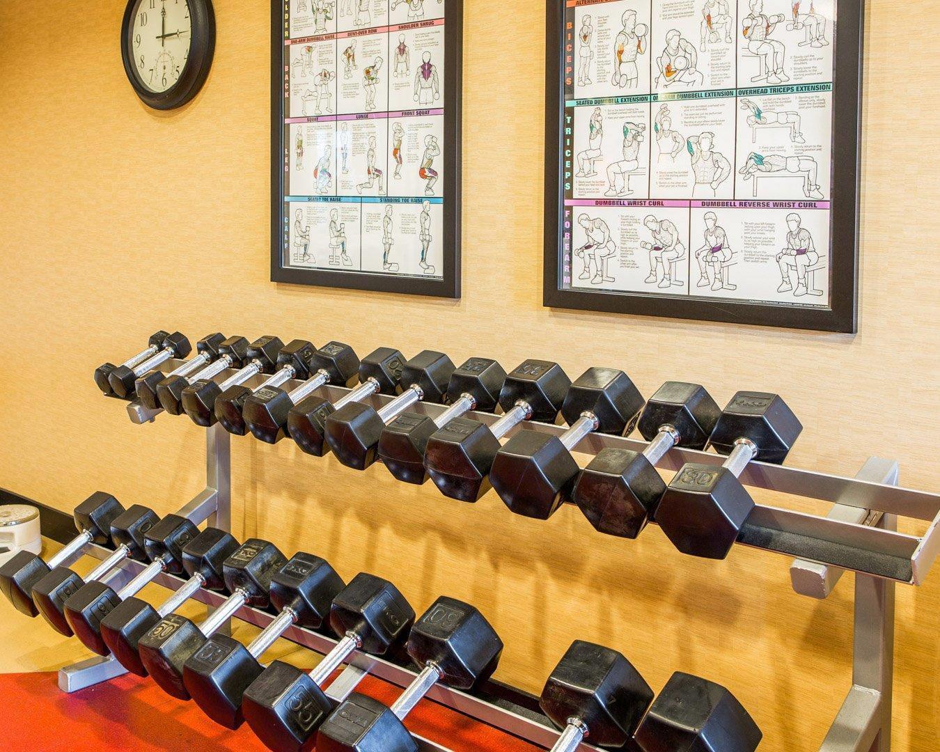 Fitness center with cardio equipment and weights | Cambria Hotel Appleton