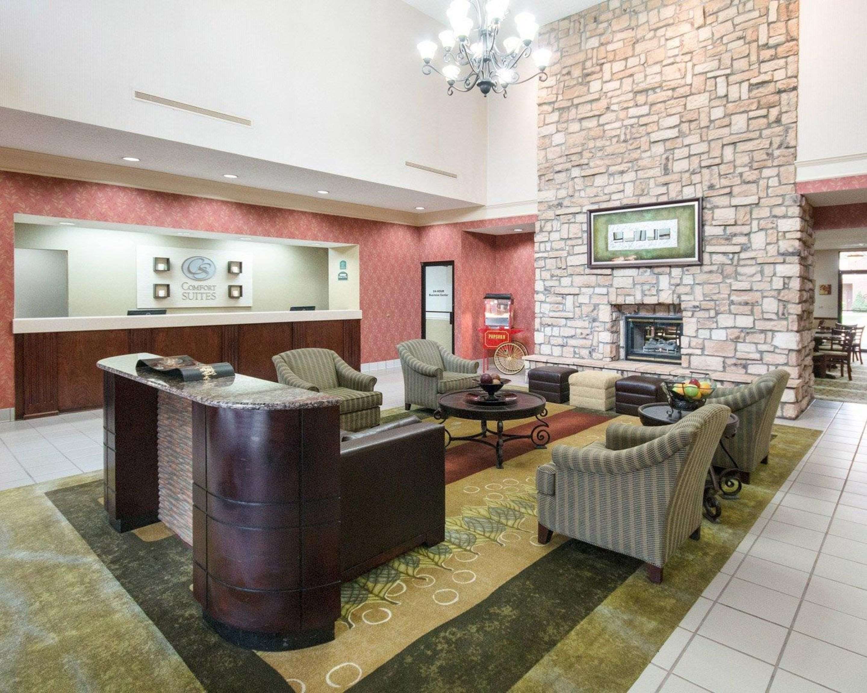 Lobby with fireplace | Comfort Suites Parkersburg South