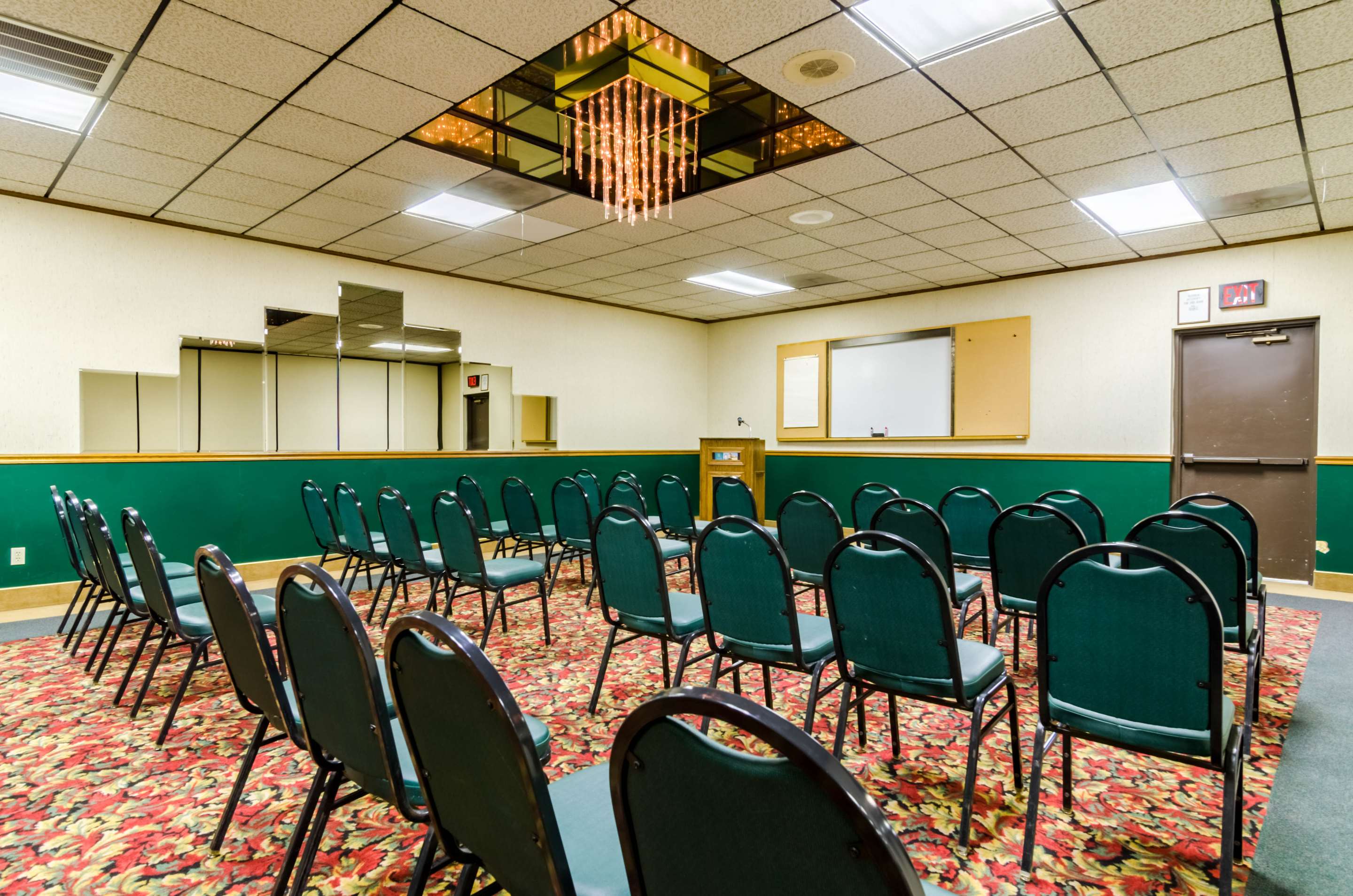 Banquet meeting room with audiovisual equipment