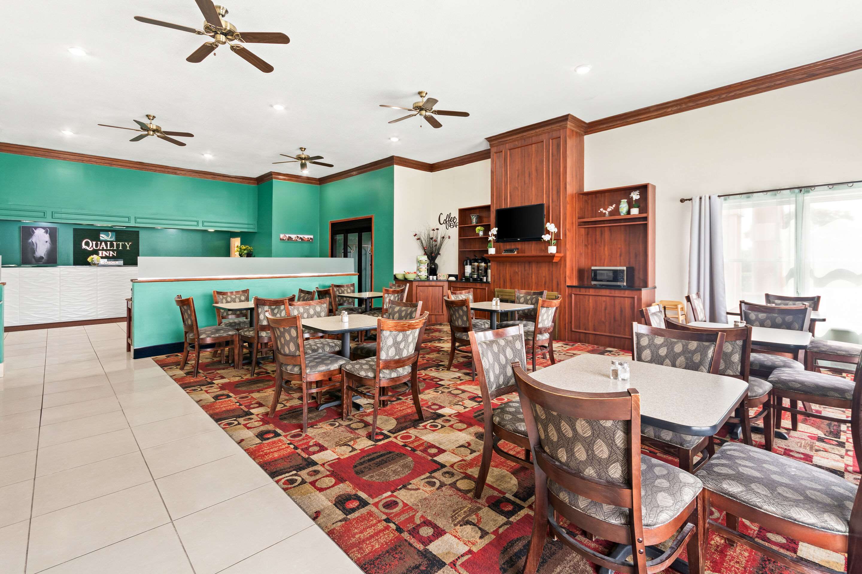 Enjoy breakfast in this seating area