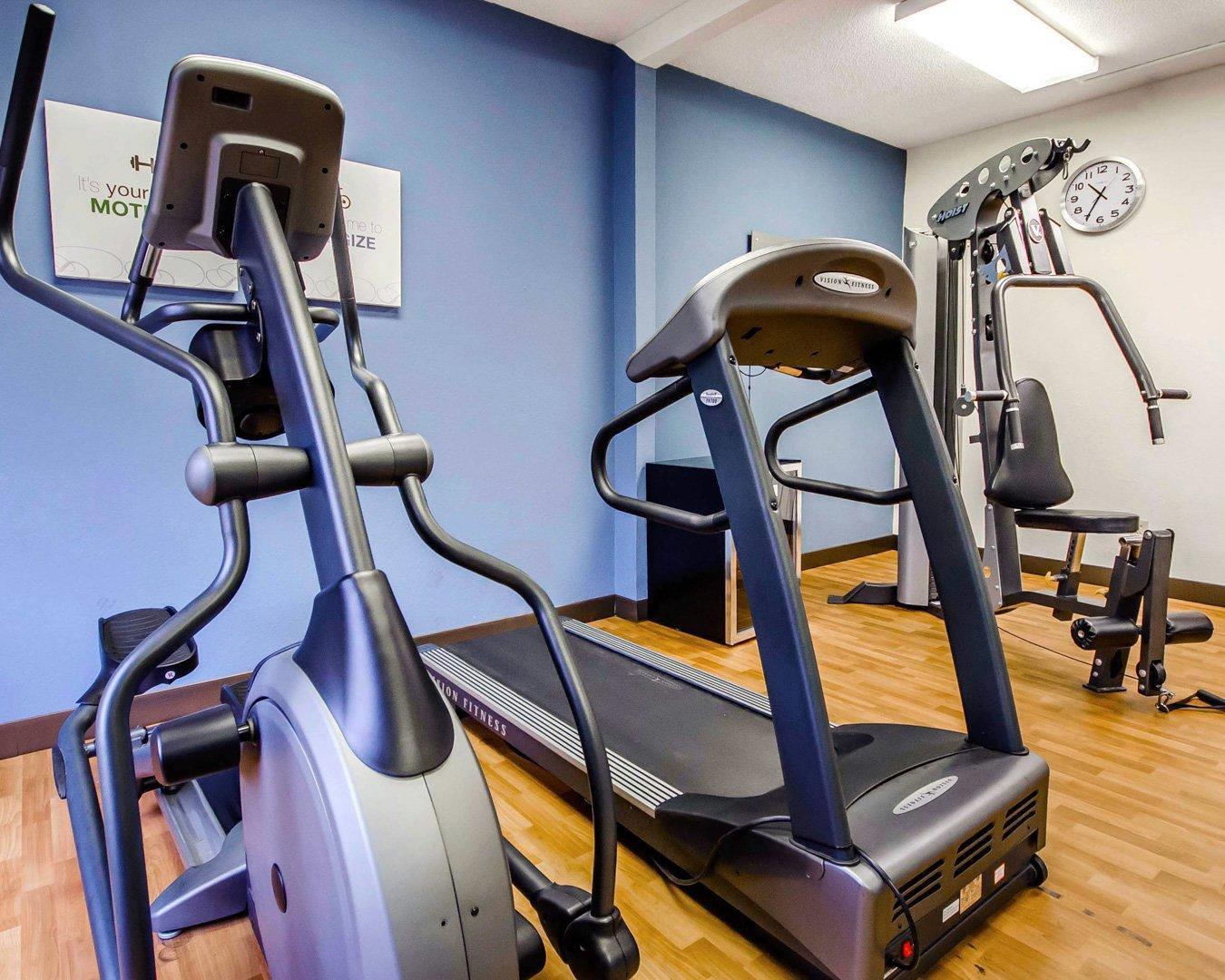 Fitness center with cardio equipment and weights