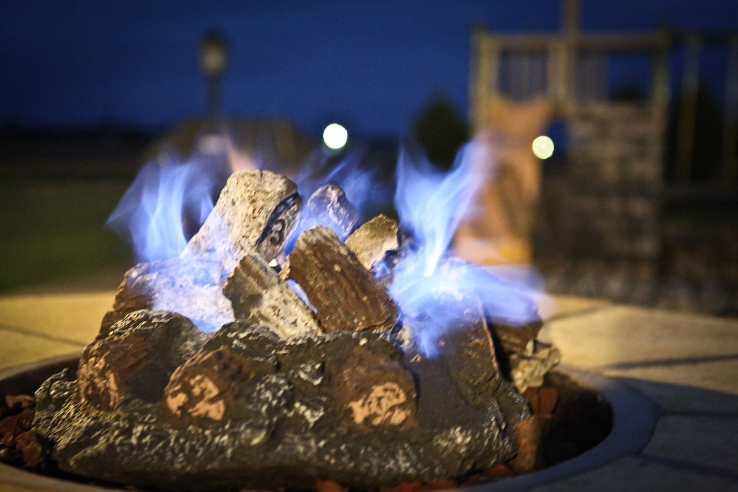 Close up of Outdoor gas Fire Pit