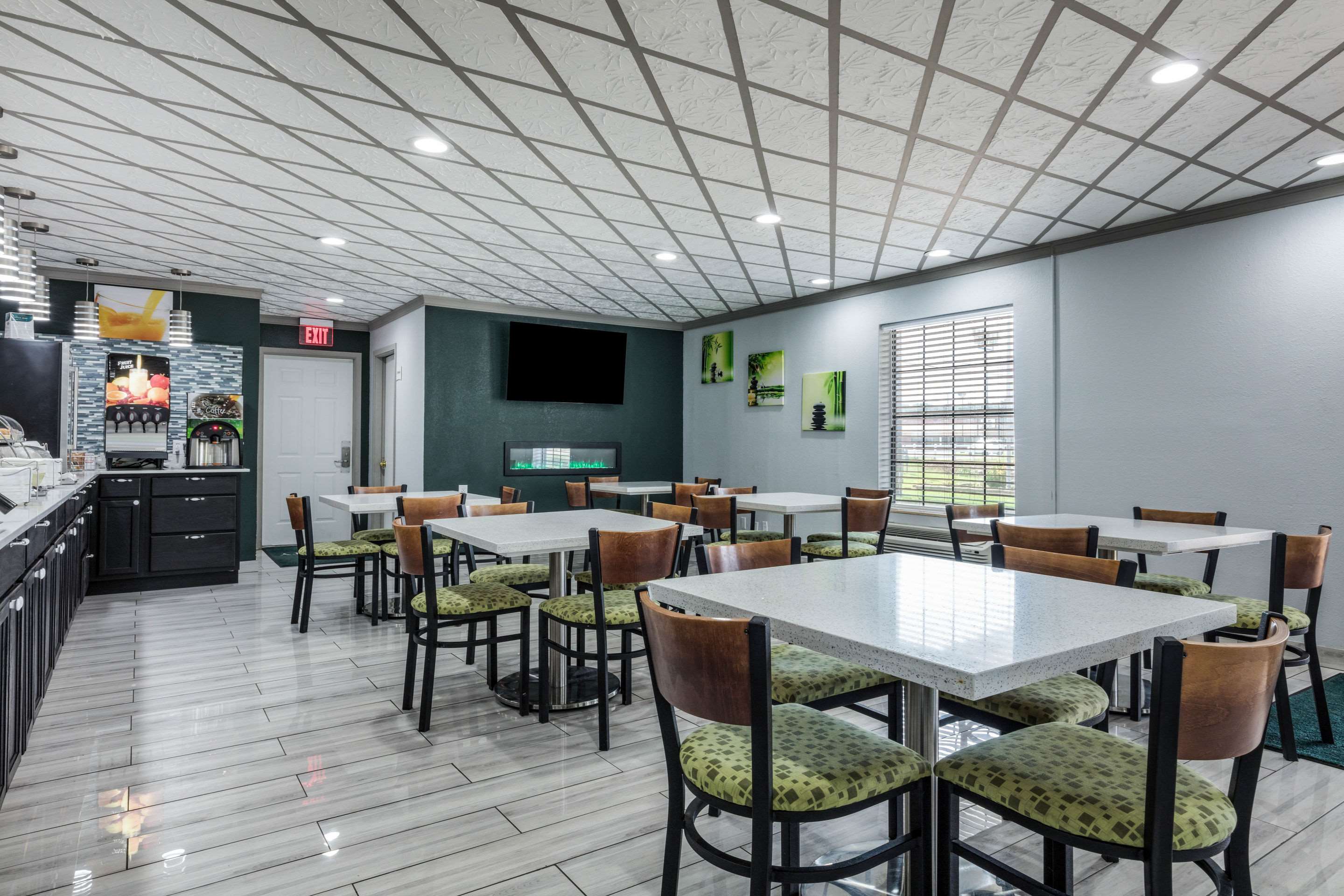 Enjoy breakfast in this seating area