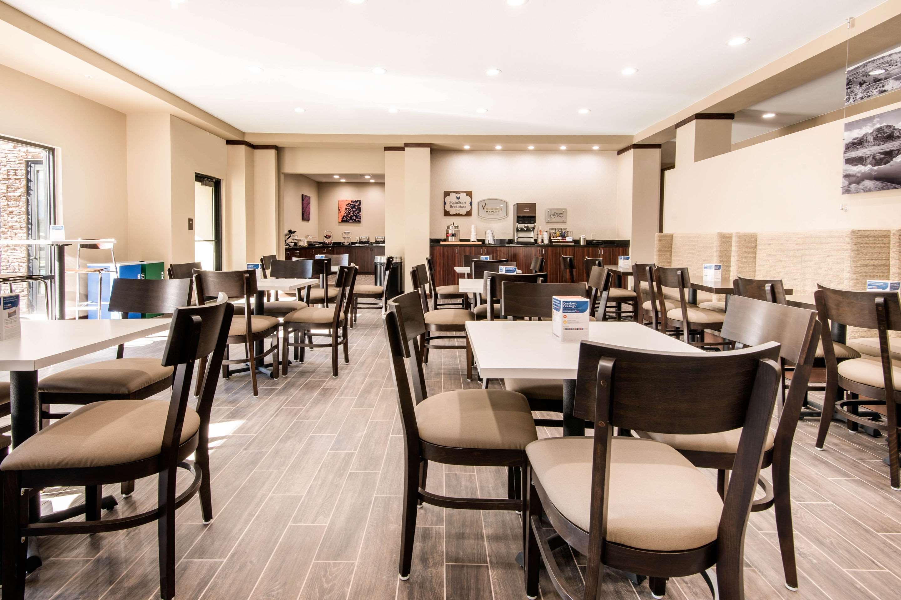 Enjoy breakfast in this seating area