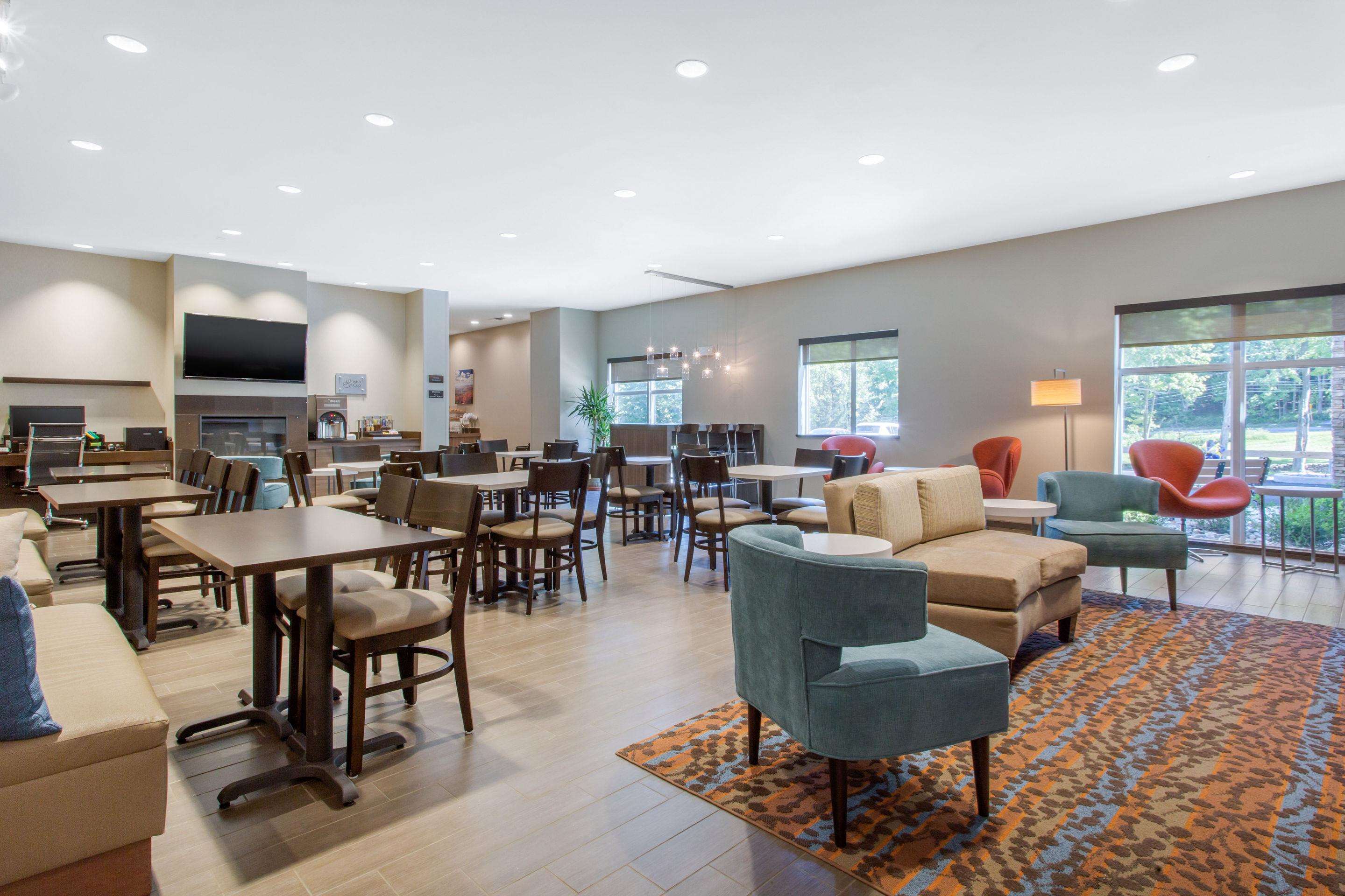 Enjoy breakfast in this seating area