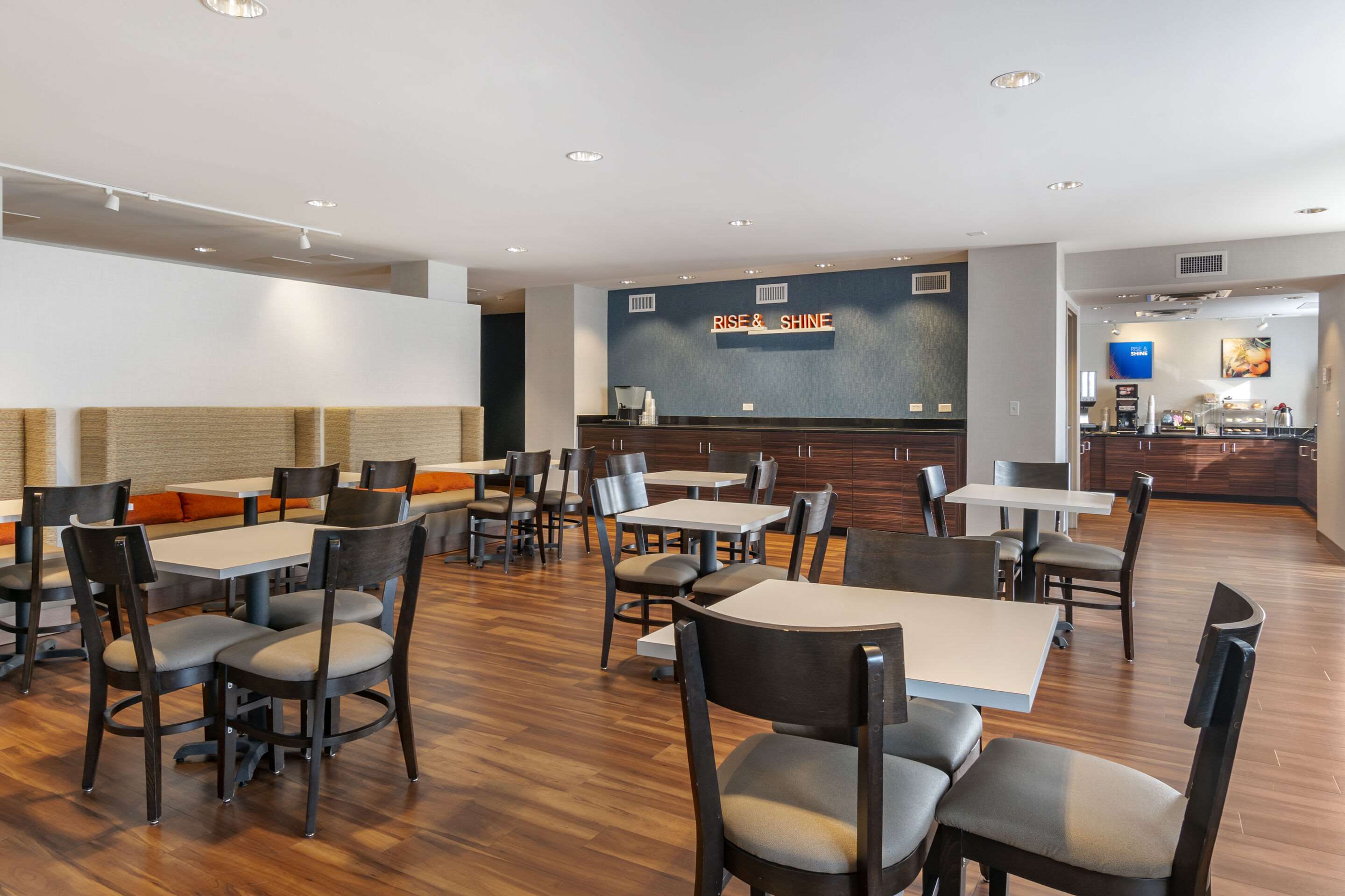 Enjoy breakfast in this seating area