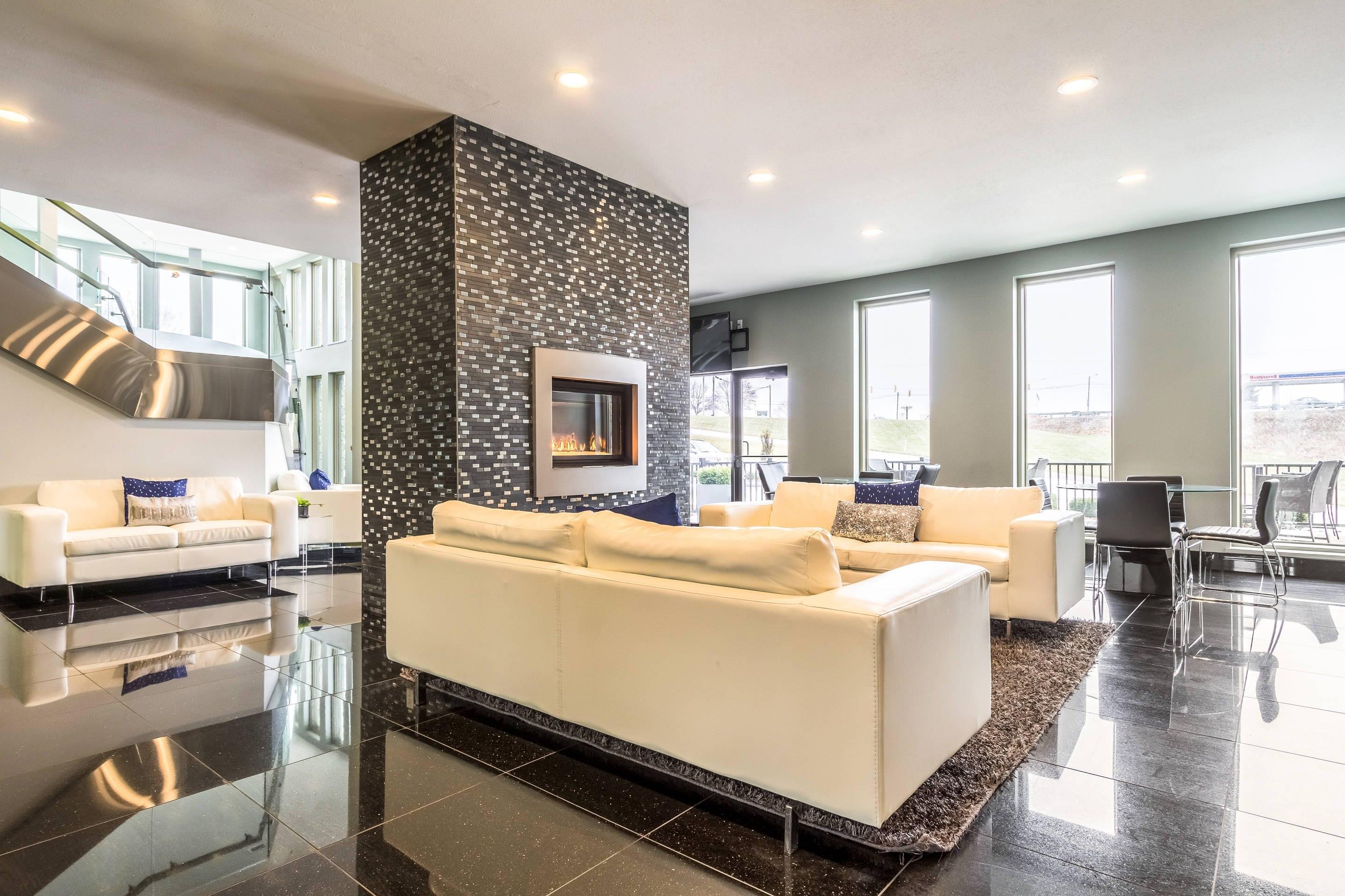 Spacious lobby with sitting area