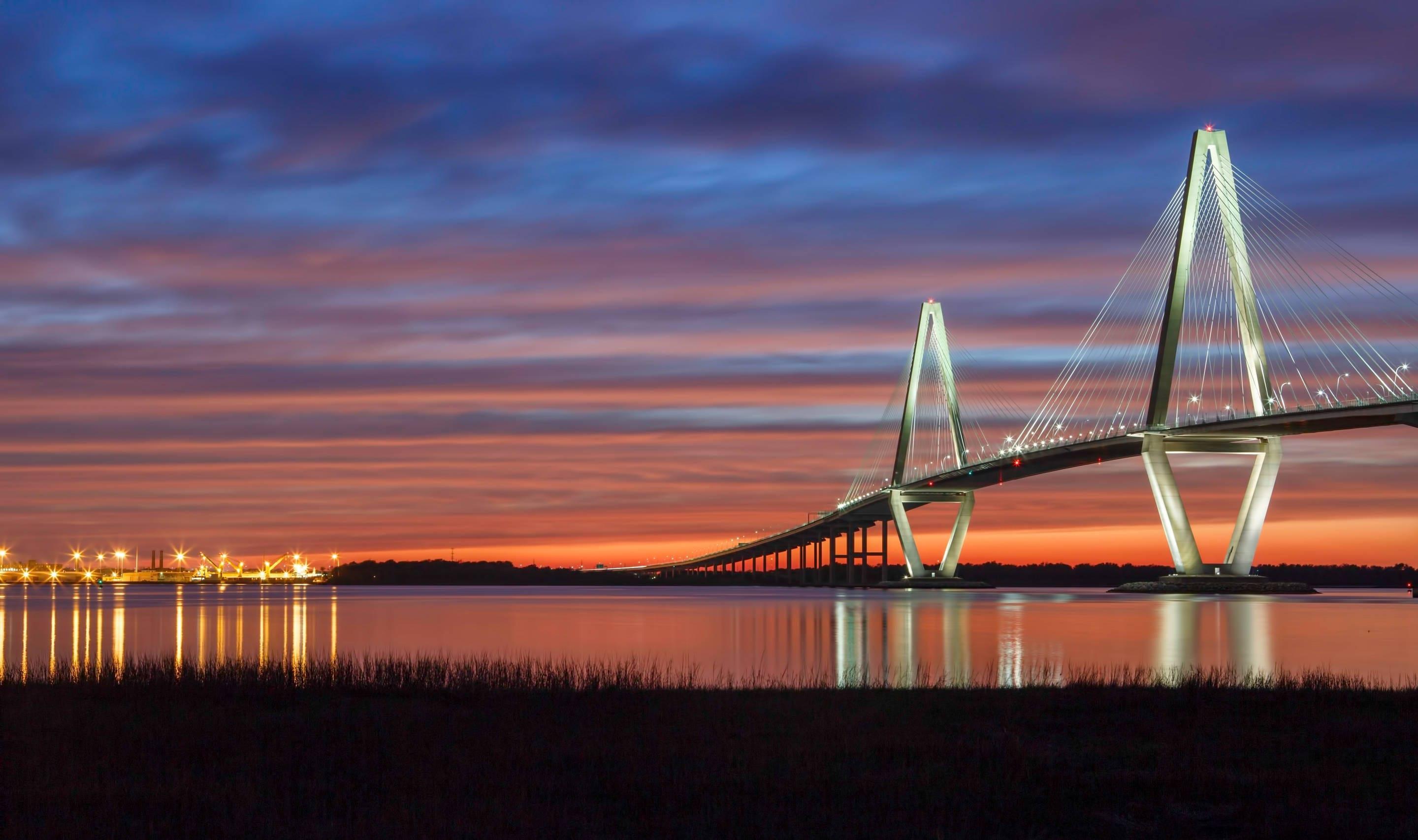 Arthur Ravenel Bridge at sunset | Cambria Hotel Mount Pleasant - Charleston
