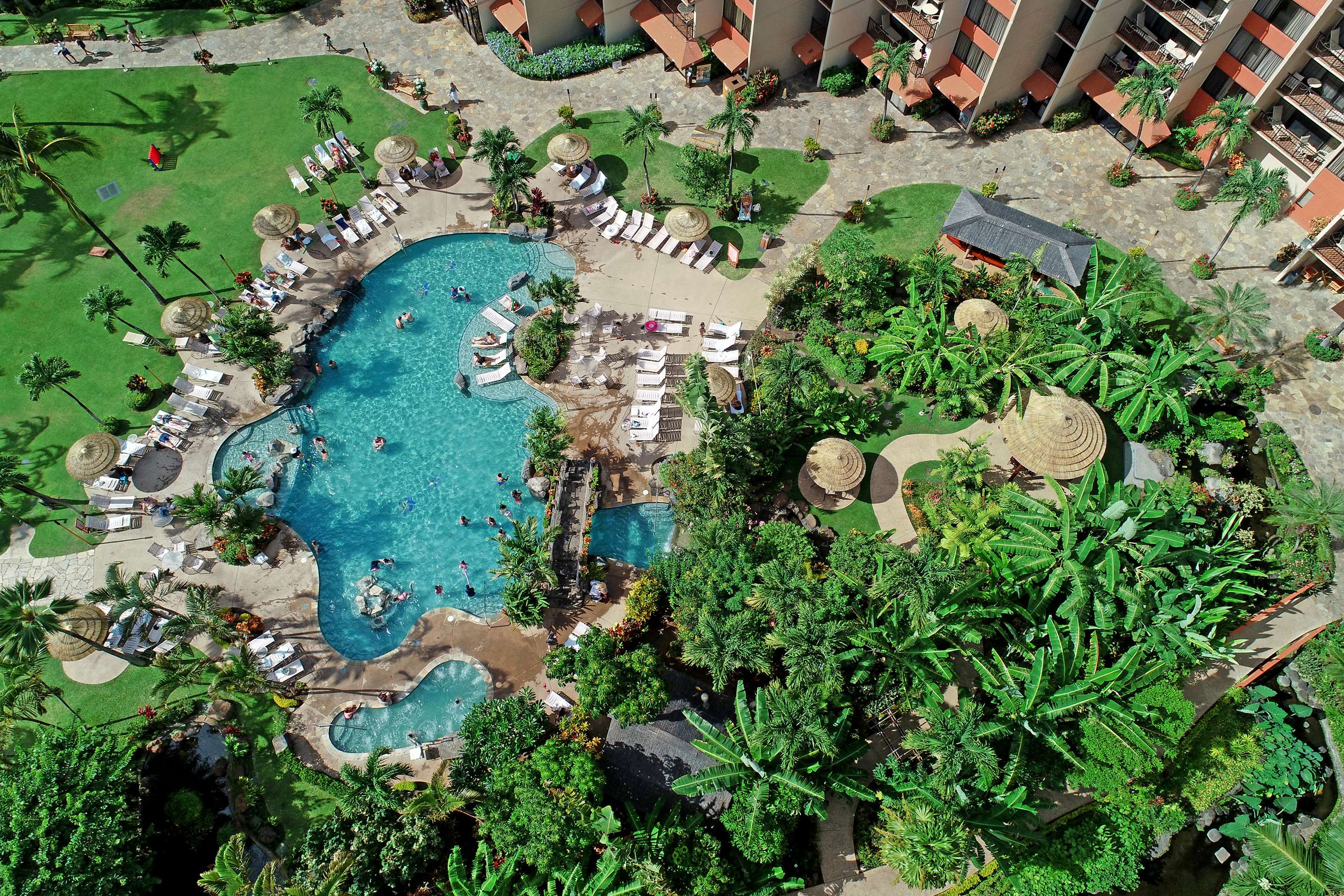 Aston Kaanapali Shores - Aerial of Pool and Garden | AEI at Kaanapali Shores