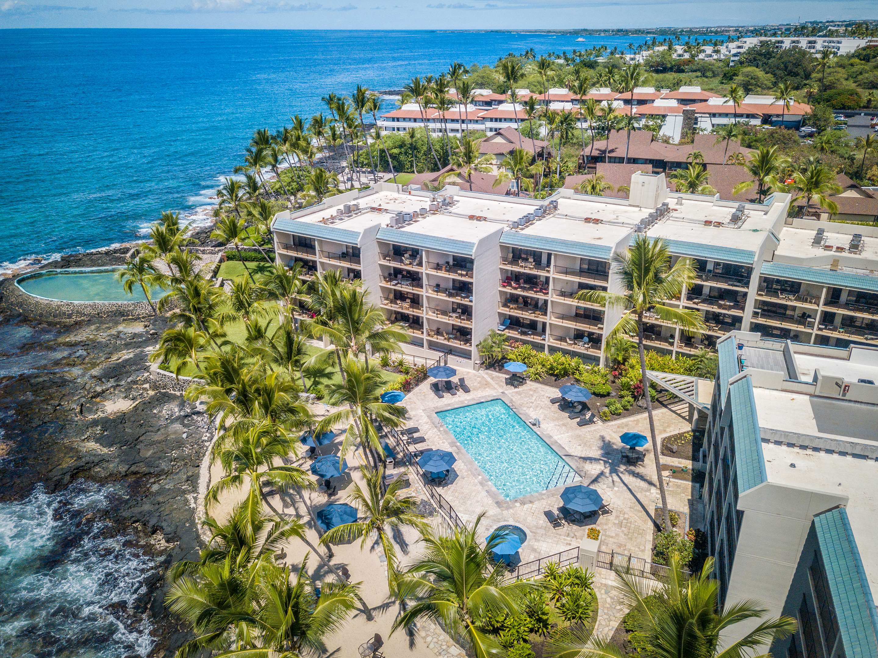 Aston Kona By The Sea - Pool Shoreline Drone View | Aston Kona by the Sea