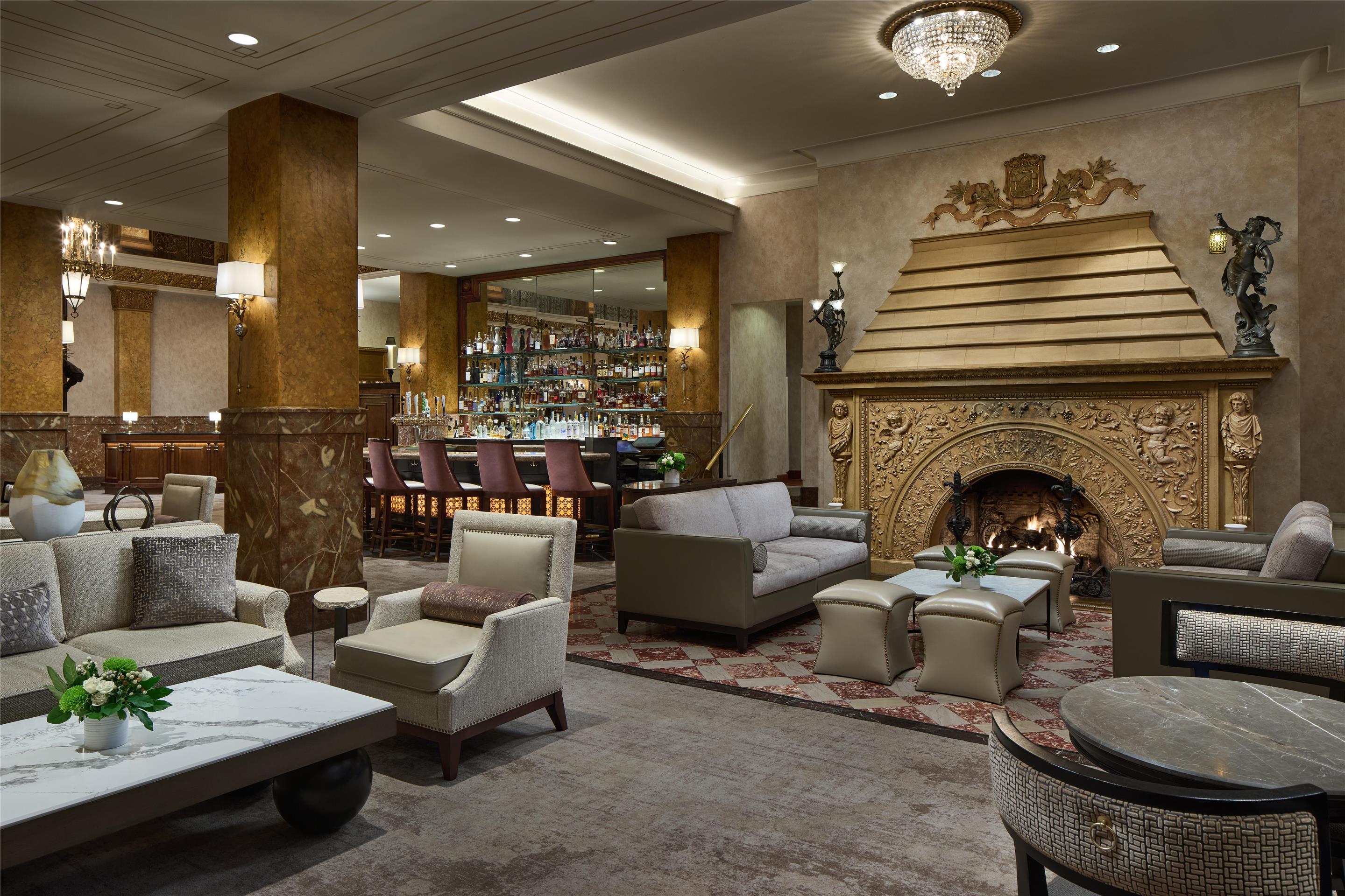 Pfister Lobby Fireplace | The Pfister Hotel